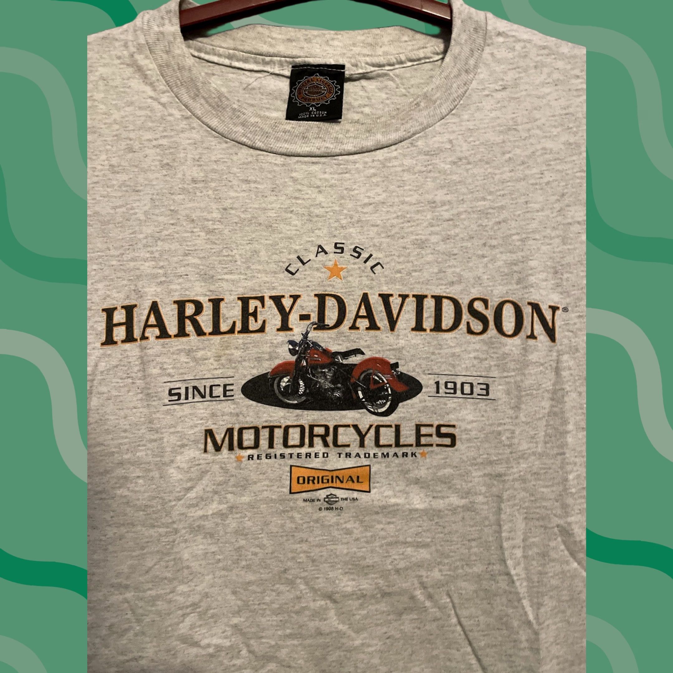 Harley Davidson VINTAGE Harley-Davidson Motorcycle Shirt Adult XL Gray Cotton 1990s Men T-Shirt Short Sleeve Crew Neck Size US XL / EU 56 / 4 - 1 Thumbnail