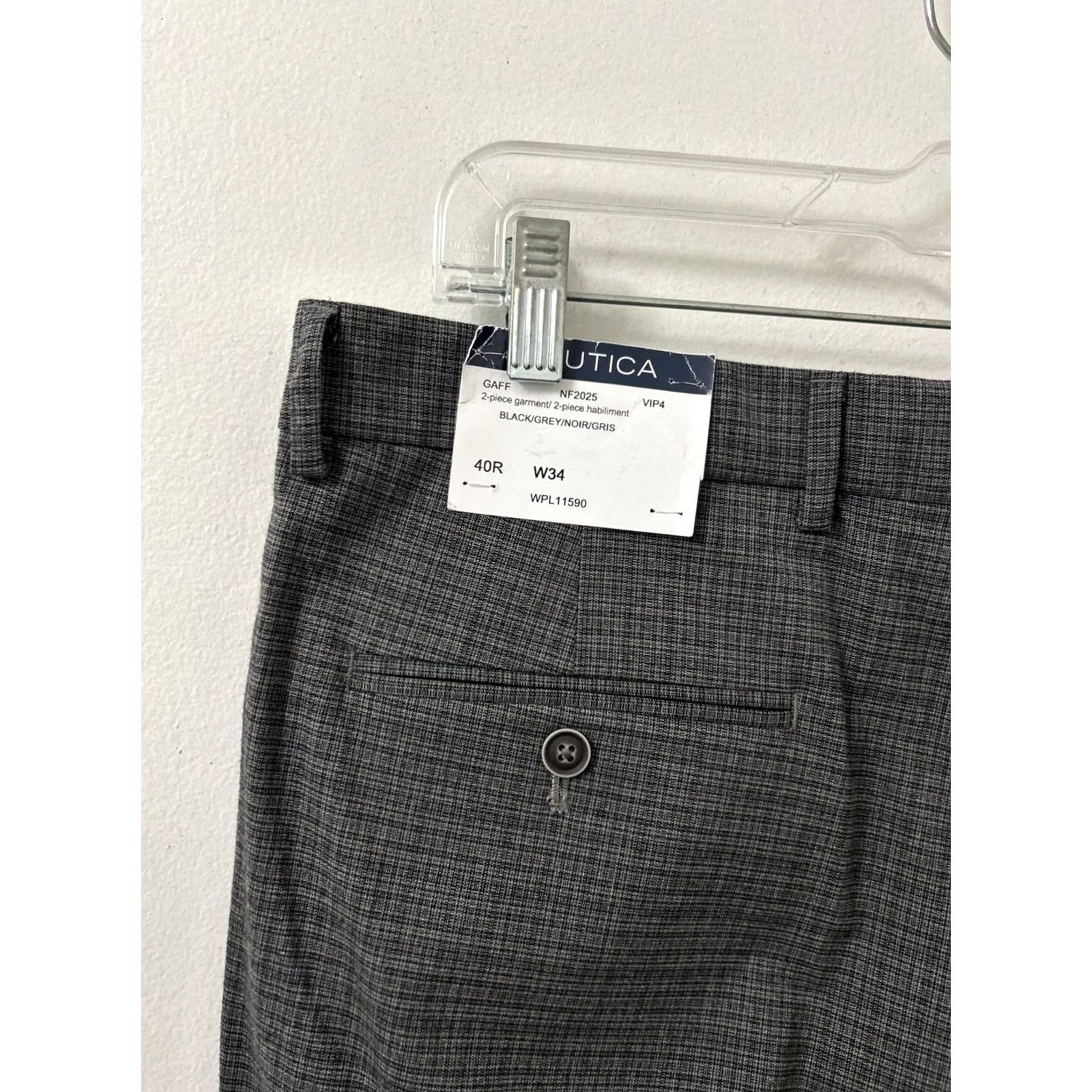 Nautica Nautica Slim Fit Dress Pants Mens 34x32 Black Grey NWT Zipper Button Flat Front Polyester Blend Size US 34 / EU 50 - 4 Thumbnail