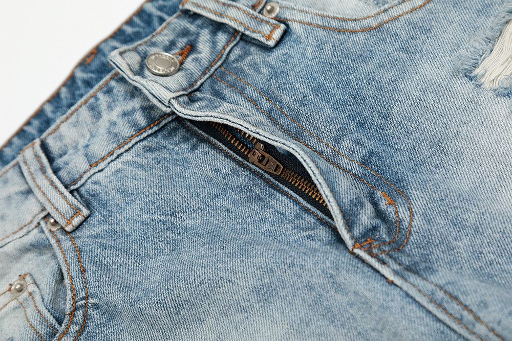 Jean American retro straight-leg washed light blue ripped jeans Size US 32 / EU 48 - 4 Thumbnail