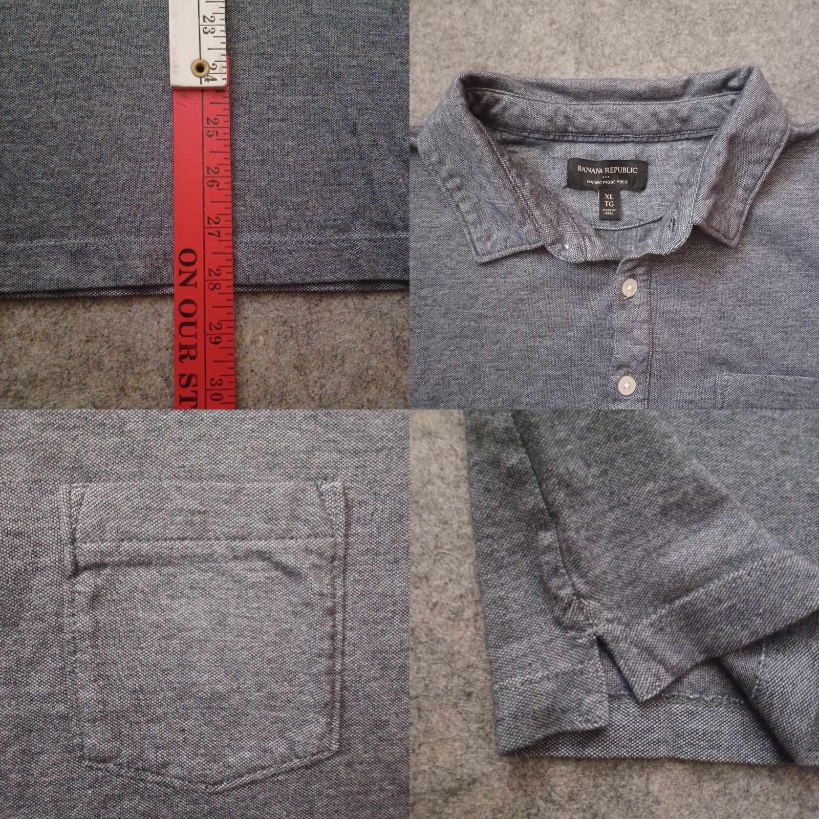 Banana Republic Banana Republic Polo Shirt Men XL Heather Gray Short Sleeve Pocket Preppy Casual Button Knit Size US XL / EU 56 / 4 - 8 Thumbnail
