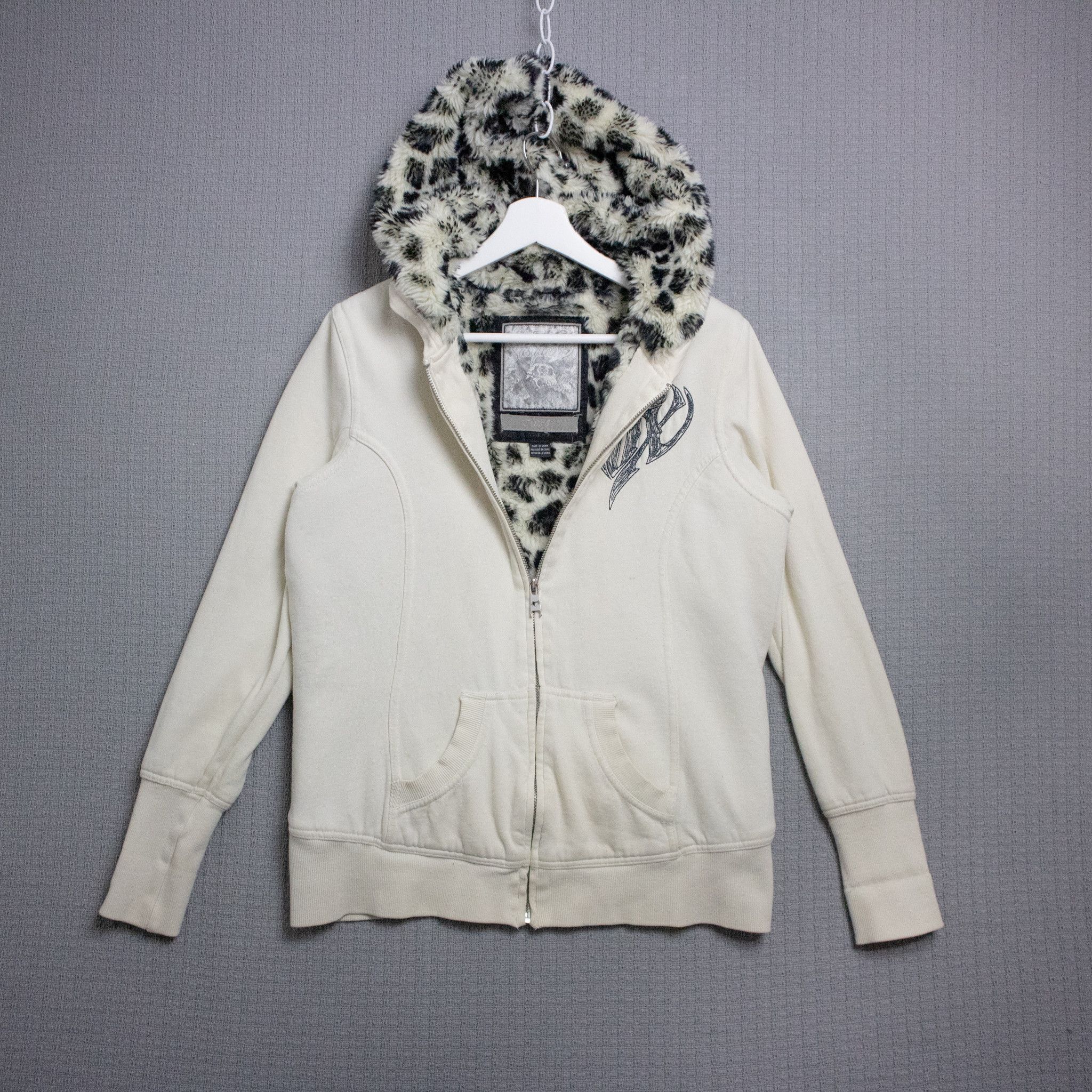 00s archive leopard fur zip hoodie Y2K