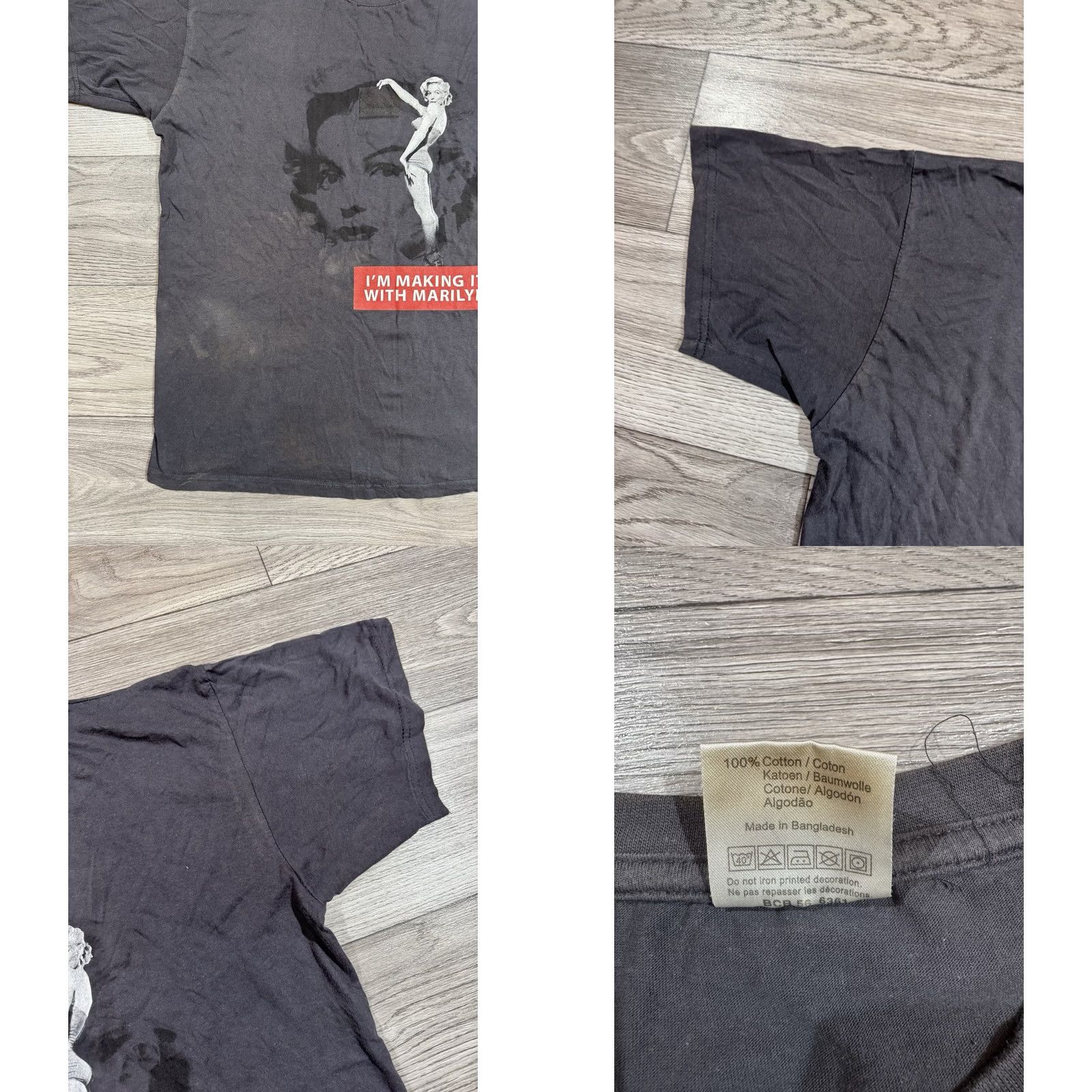 Vintage Marilyn Monroe Graphic T-Shirt "I’m Making It With Marilyn" Size Large Gray Size US L / EU 52-54 / 3 - 8 Thumbnail