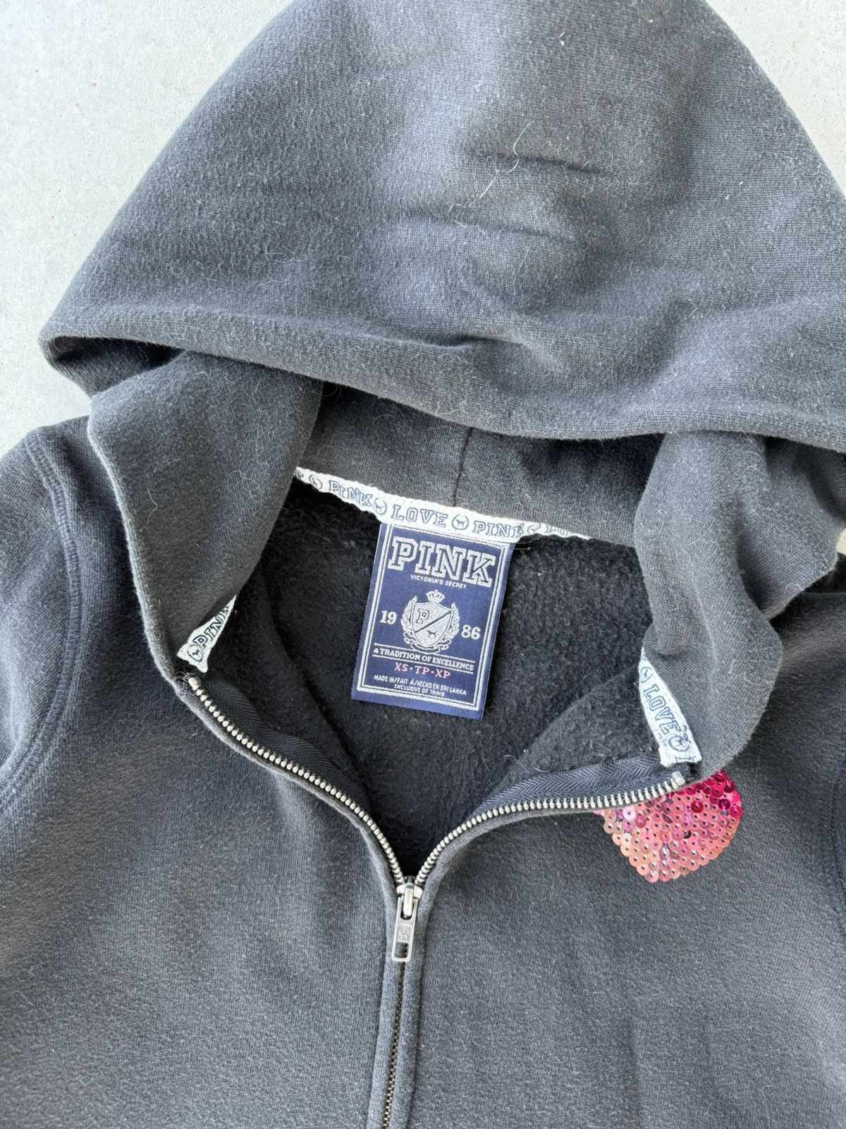 Victoria's Secret Vintage 00s Black Victorias Secret Pink Zip Up Hoodie Size XS / US 0-2 / IT 36-38 - 6 Thumbnail