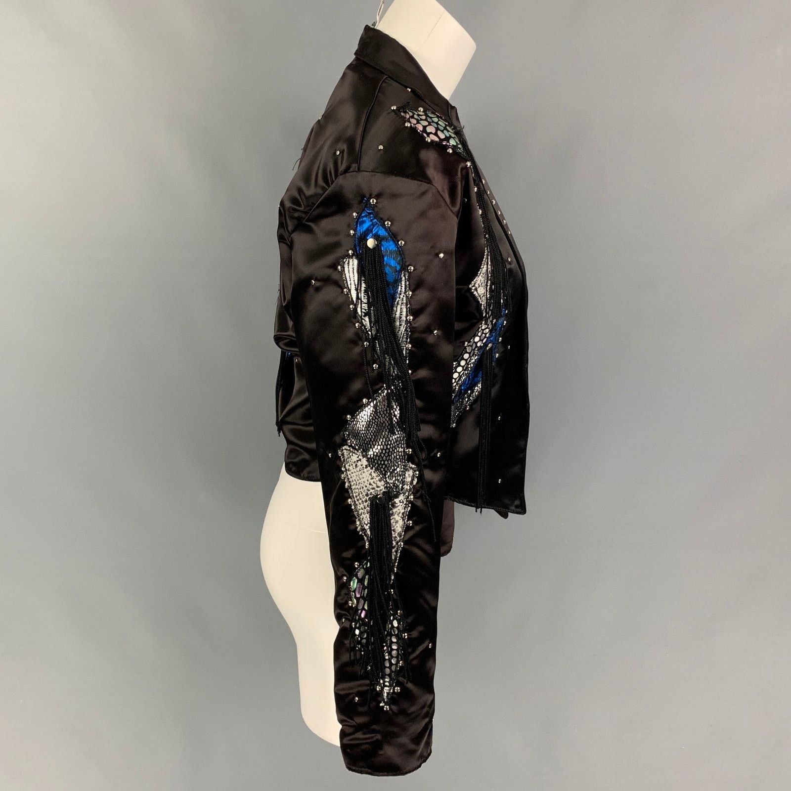 Other Size M Black Polyester Applique Cropped Jacket Size M / US 6-8 / IT 42-44 - 2 Thumbnail