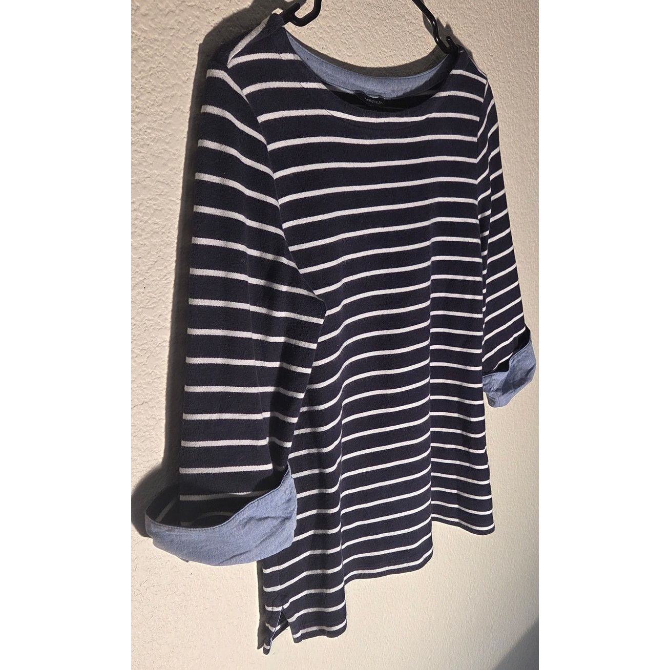 Nautica Nautica Navy Blue Striped Quarter Sleeve Blouse - Medium Size M / US 6-8 / IT 42-44 - 2 Thumbnail