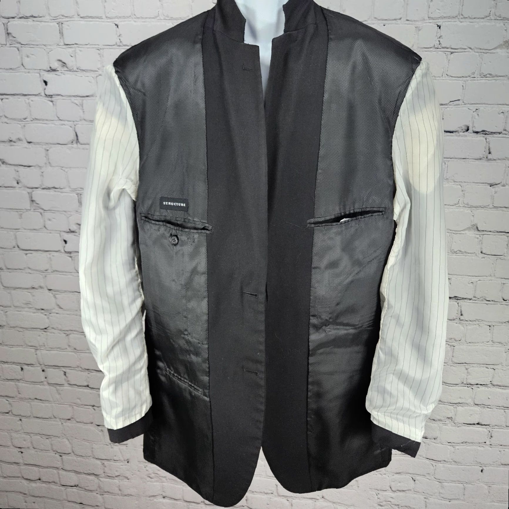 Doublet Structure Black 2 Button Double Vented Notch Blazer Sport Coat Suit Jacket 40R Mens Blazer Size 40R - 5 Thumbnail
