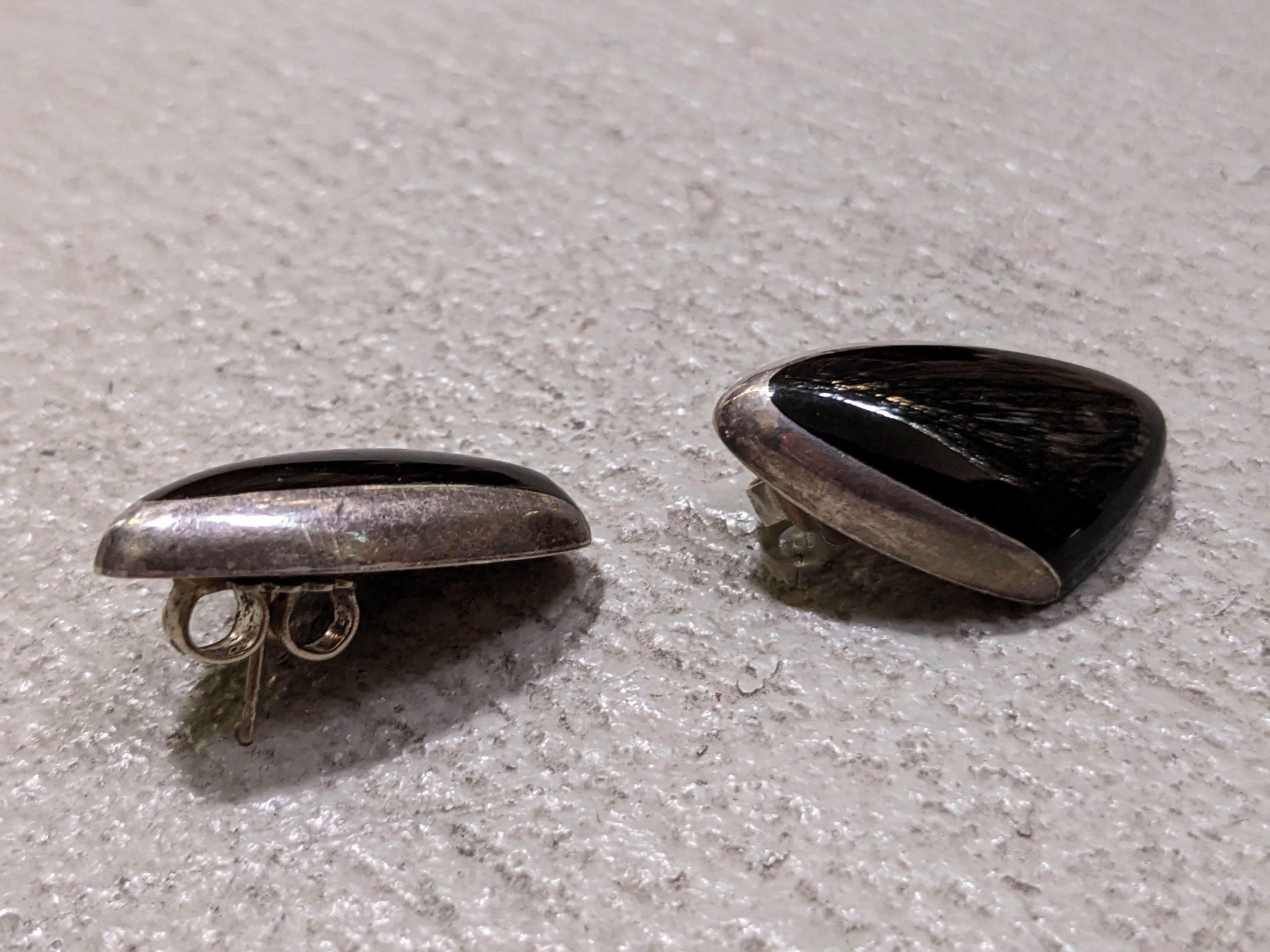 Jewelry Vintage Sterling Silver Earrings Mid Century Modern Triangle Size ONE SIZE - 4 Thumbnail