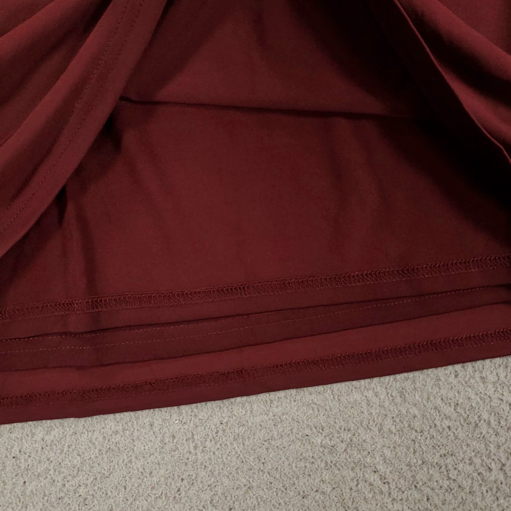 Vintage Ashro Women Skirt New Midi Size Medium Burgundy Calf Length Pull On Stretchy Lined Size 32" / US 10 / IT 46 - 7 Thumbnail