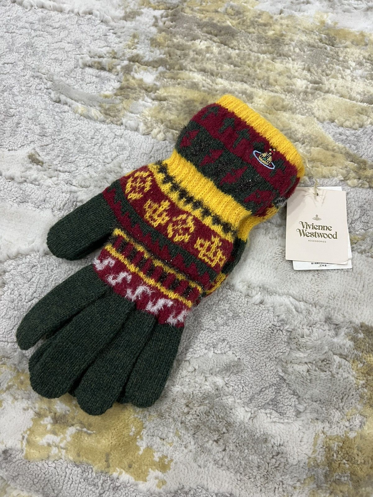 Vivienne Westwood OG Vivienne Westwood Orb Logo Embroidery Wool Winter Gloves Size ONE SIZE - 2 Thumbnail