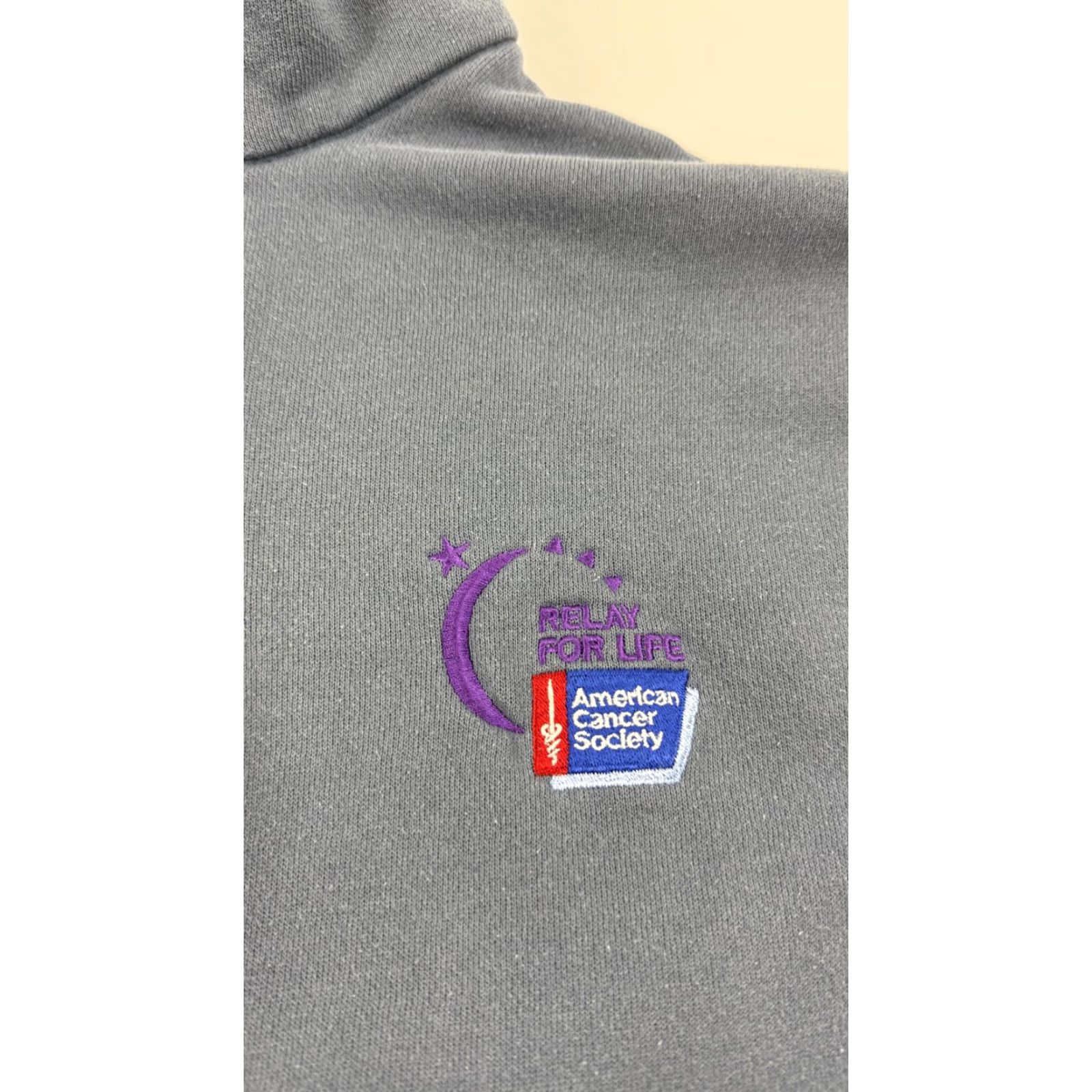 Lee VINTAGE Lee Sweatshirt Mens Medium Gray 1/4 Zip Heavyweight Fleece Relay For Life Logo Embroidered Mens Size US M / EU 48-50 / 2 - 2 Thumbnail