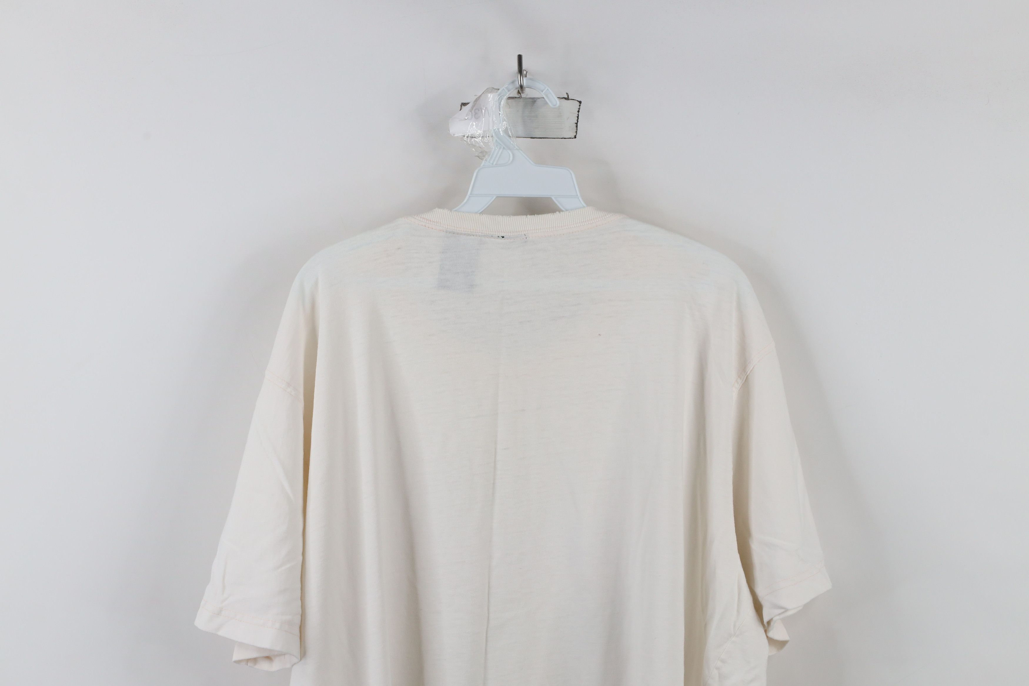 Vintage Vintage 90s Streetwear Blank Thin Soft Cotton T-Shirt Cream Size US XXL / EU 58 / 5 - 13 Thumbnail
