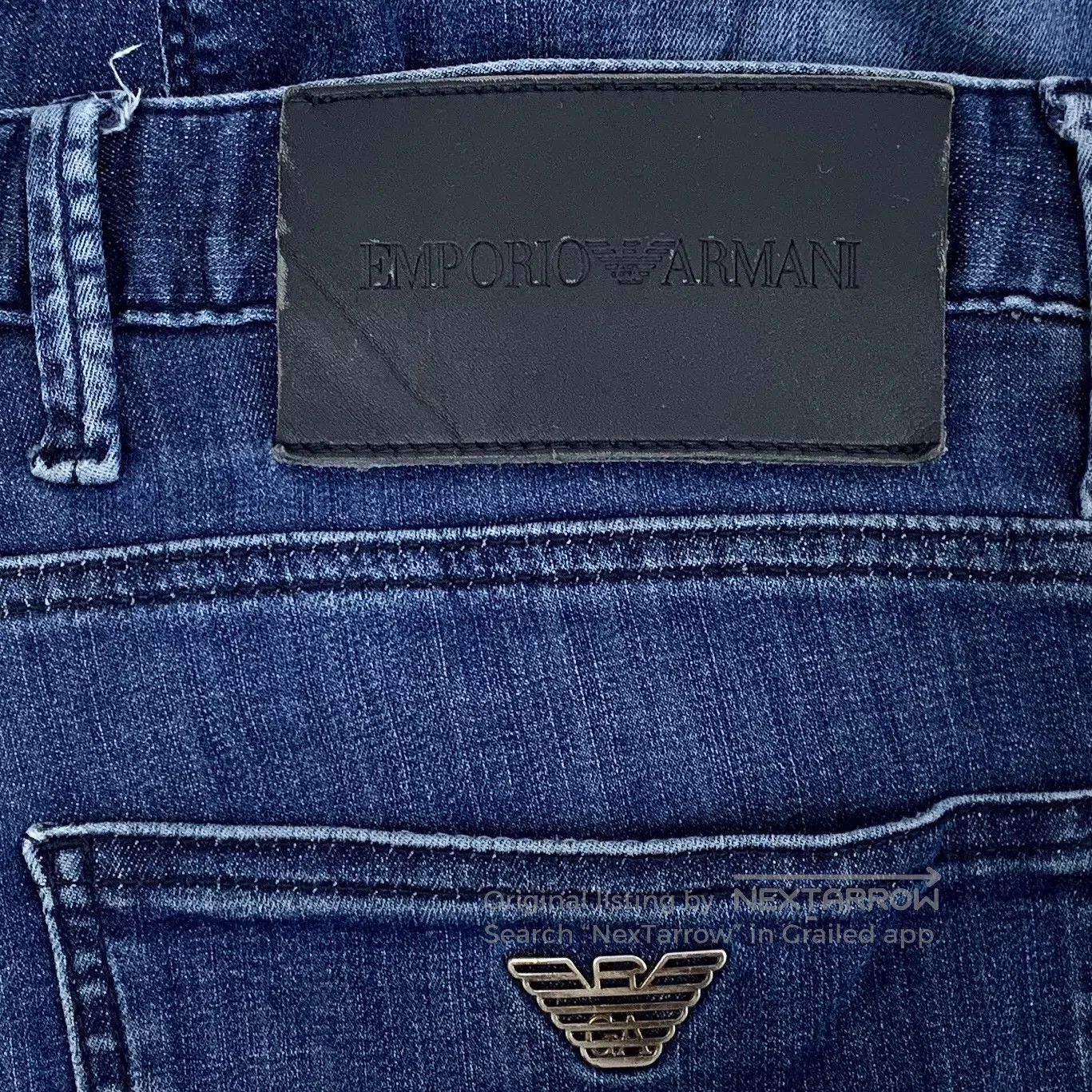 Armani Armani Dark Blue Cotton Washed Denim Trousers| Size US 29 - 6 Thumbnail