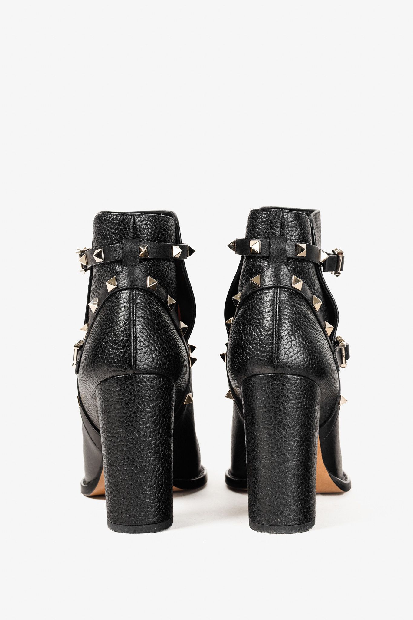 Valentino Valentino Garavani Rockstud Pebbled Leather Ankle Boots Size US 9 / IT 39 - 3 Thumbnail