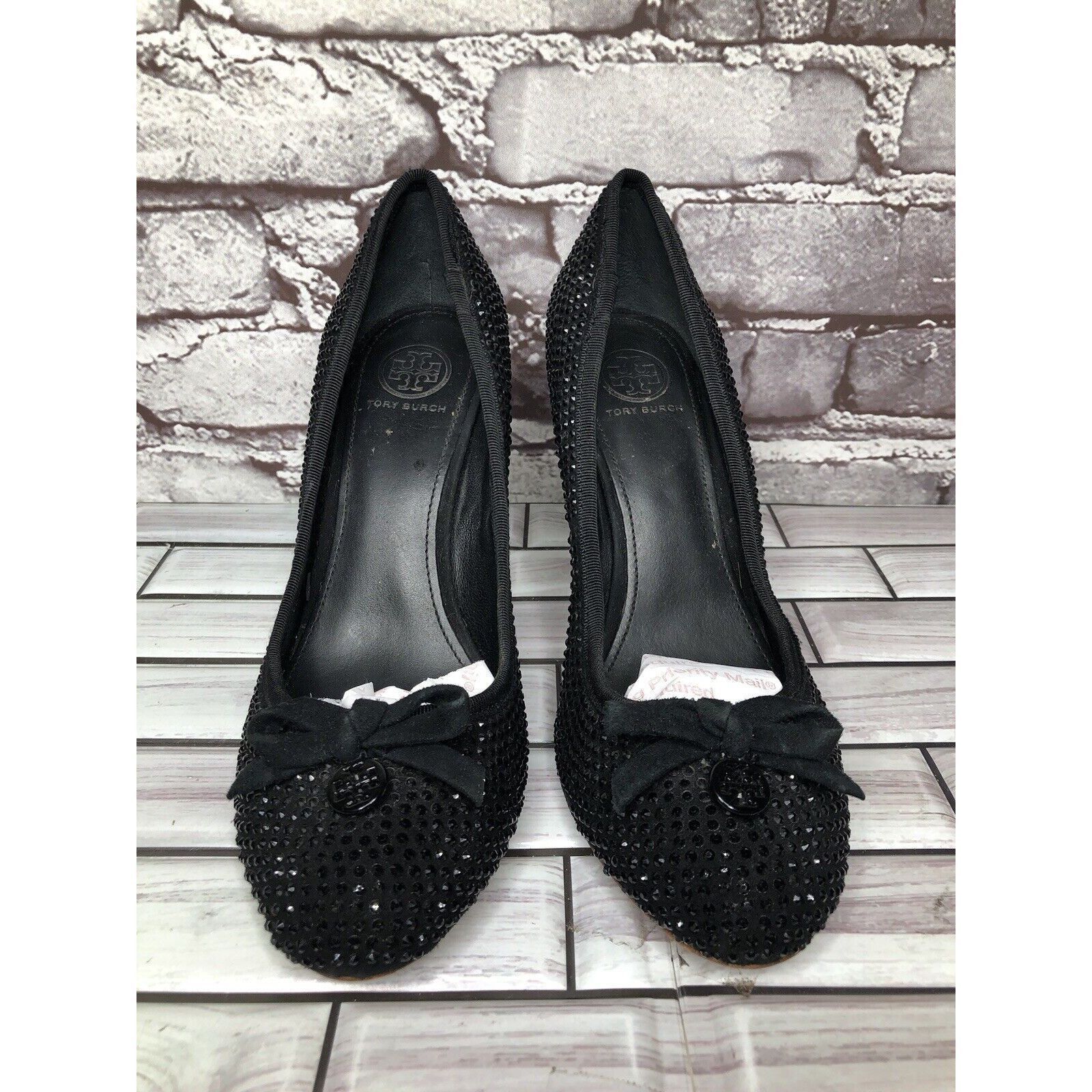 Tory Burch Tory Burch Phoenix Black Pump Rhinestone Soho Lux Suede Wome Size US 7.5 / IT 37.5 - 2 Thumbnail