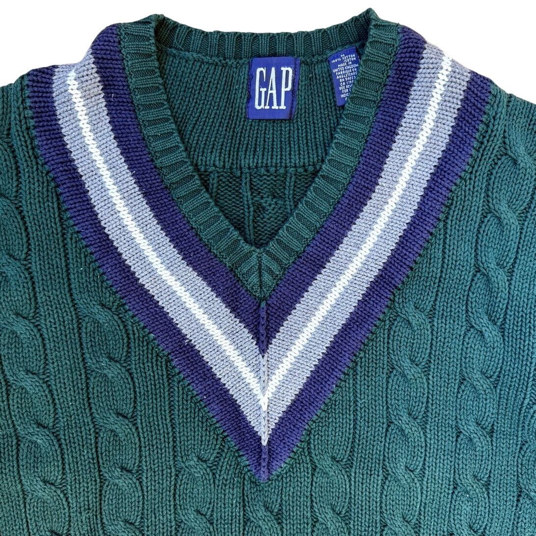 Gap GAP Vintage Cable Knit V-Neck Cotton Sweater Size Medium Size US M / EU 48-50 / 2 - 2 Thumbnail