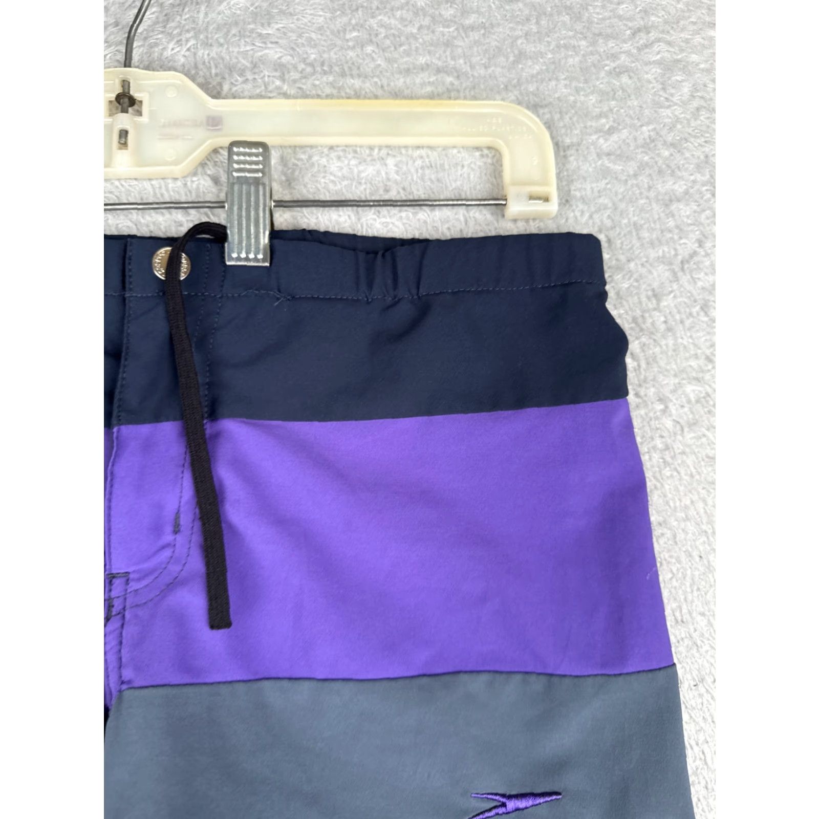 Speedo Speedo Shorts Womens Small Purple Blue Stripe Drawstring Zip Fly Run Gym 30x4 Size 28" / US 6 / IT 42 - 5 Thumbnail