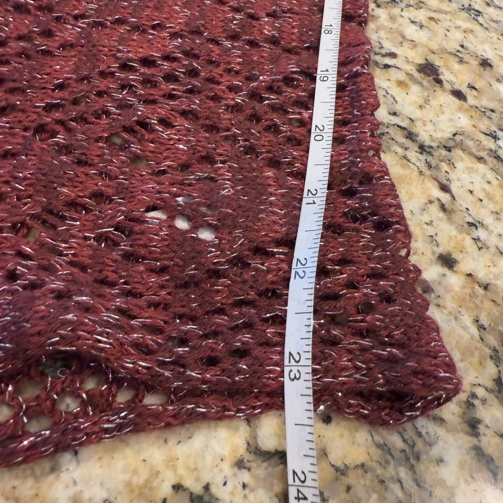 Saint Vanity Vanity burgundy metallic crochet knit infinity scarf. OS Size ONE SIZE - 6 Thumbnail