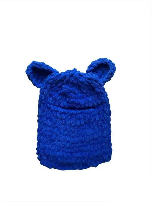 Anime × Aran Isles Knitwear × Handmade Handmade Knitted Balaclava Teddy Bear Bunny Style 205w39nyc Size ONE SIZE - 2 Thumbnail