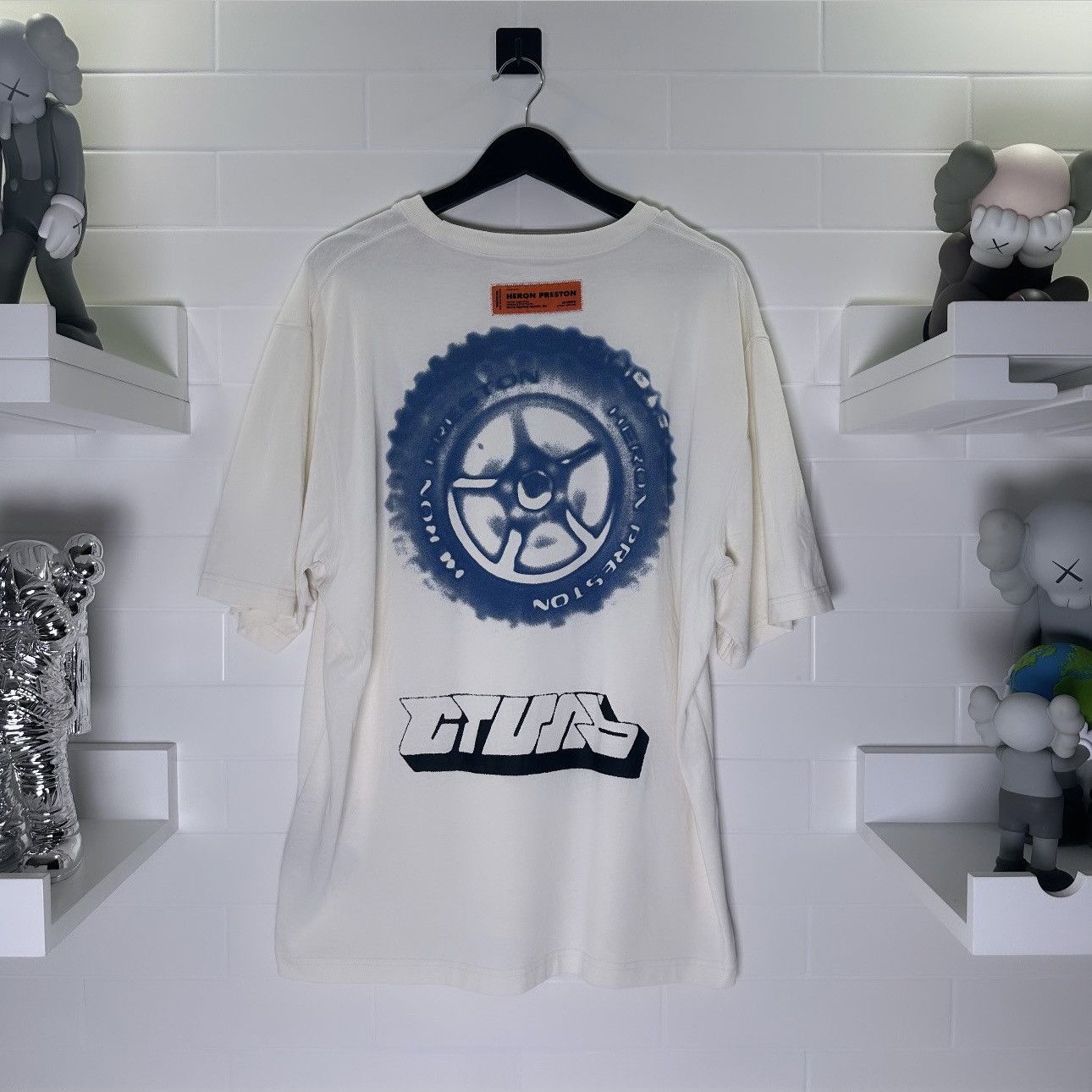 image of Heron Preston Off Road Nyc Embroidered Tee in Beige, Men's (Size XL)