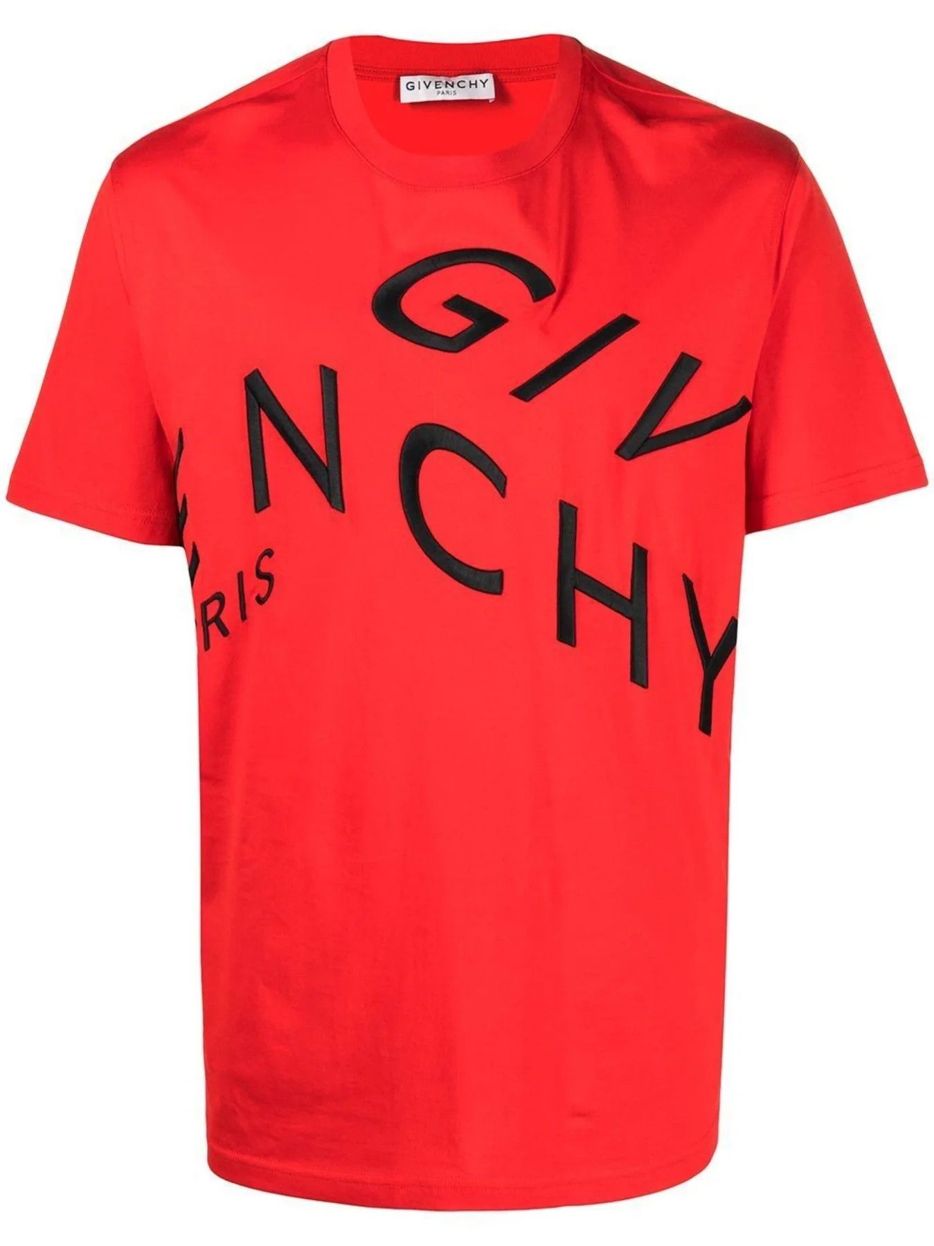 Givenchy o1mle0226 Oversized T-Shirt Refracted Embroidery Red/Black Size US M / EU 48-50 / 2 - 1 Thumbnail