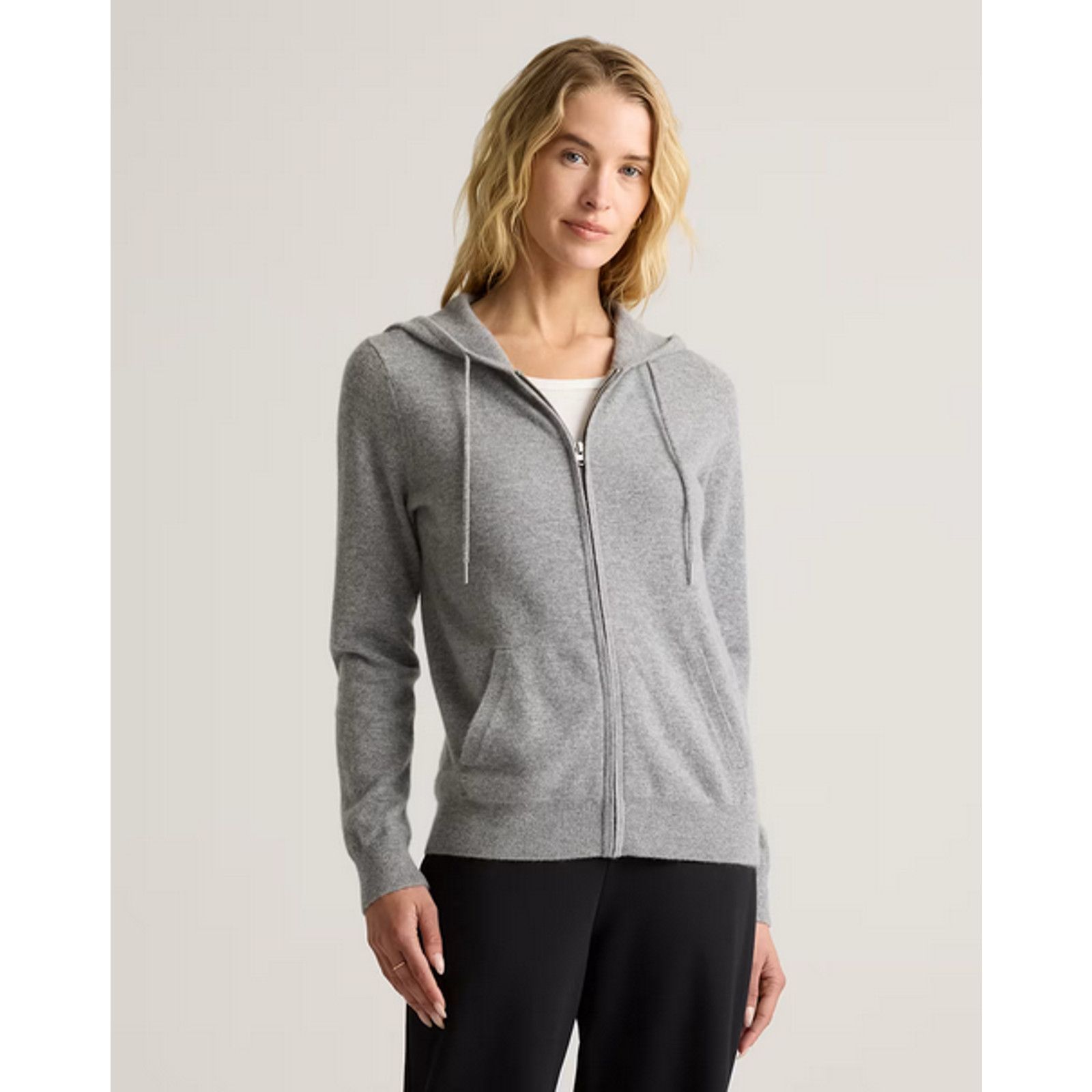 Quince Quince Women Mongolian Cashmere Full-Zip Hoodie Grey XS NWT Size XS / US 0-2 / IT 36-38 - 4 Thumbnail