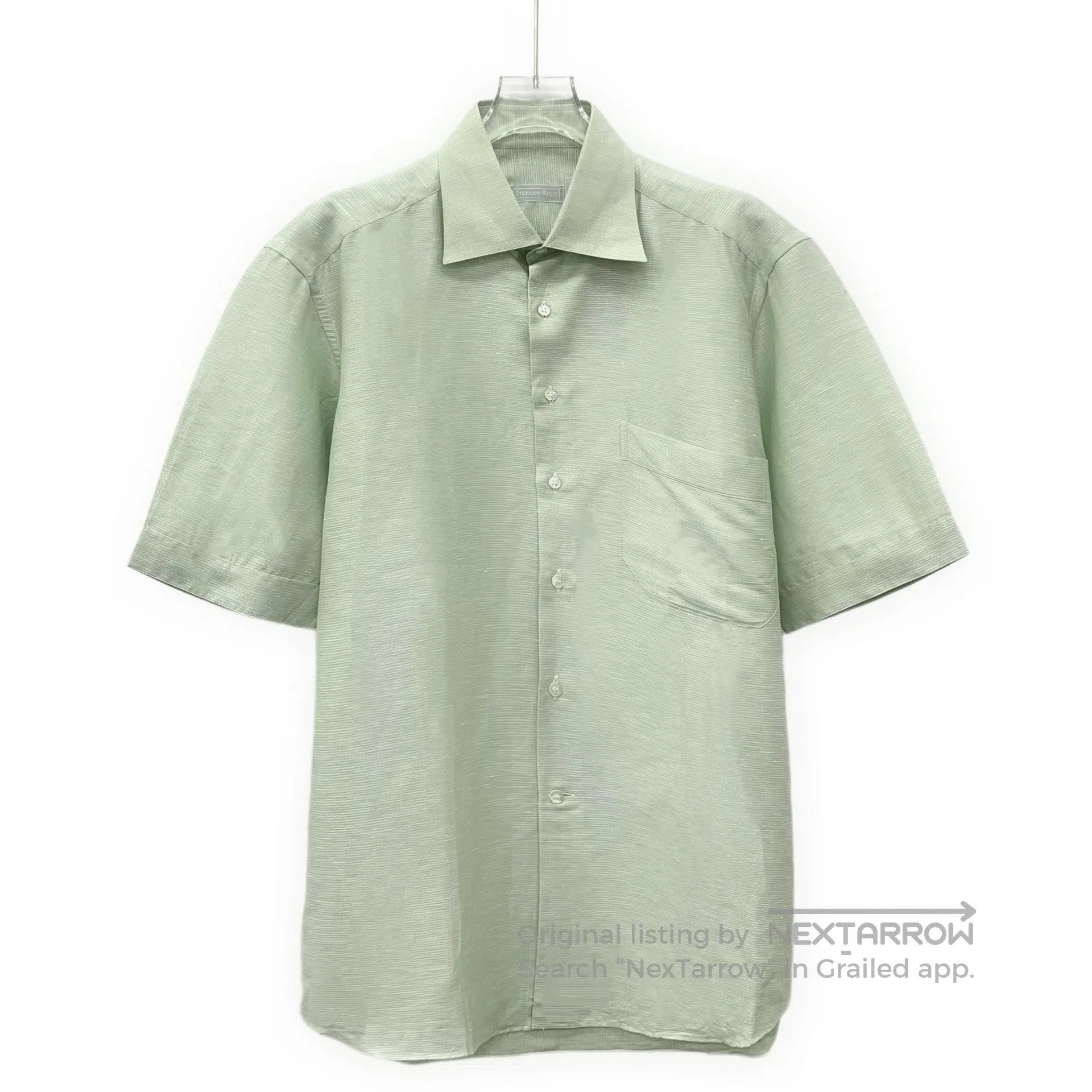 Stefano Ricci Stefano Ricci Light Green Cotton Collar Short Sleeve Shirt Size S / US 4 / IT 40 - 1 Thumbnail