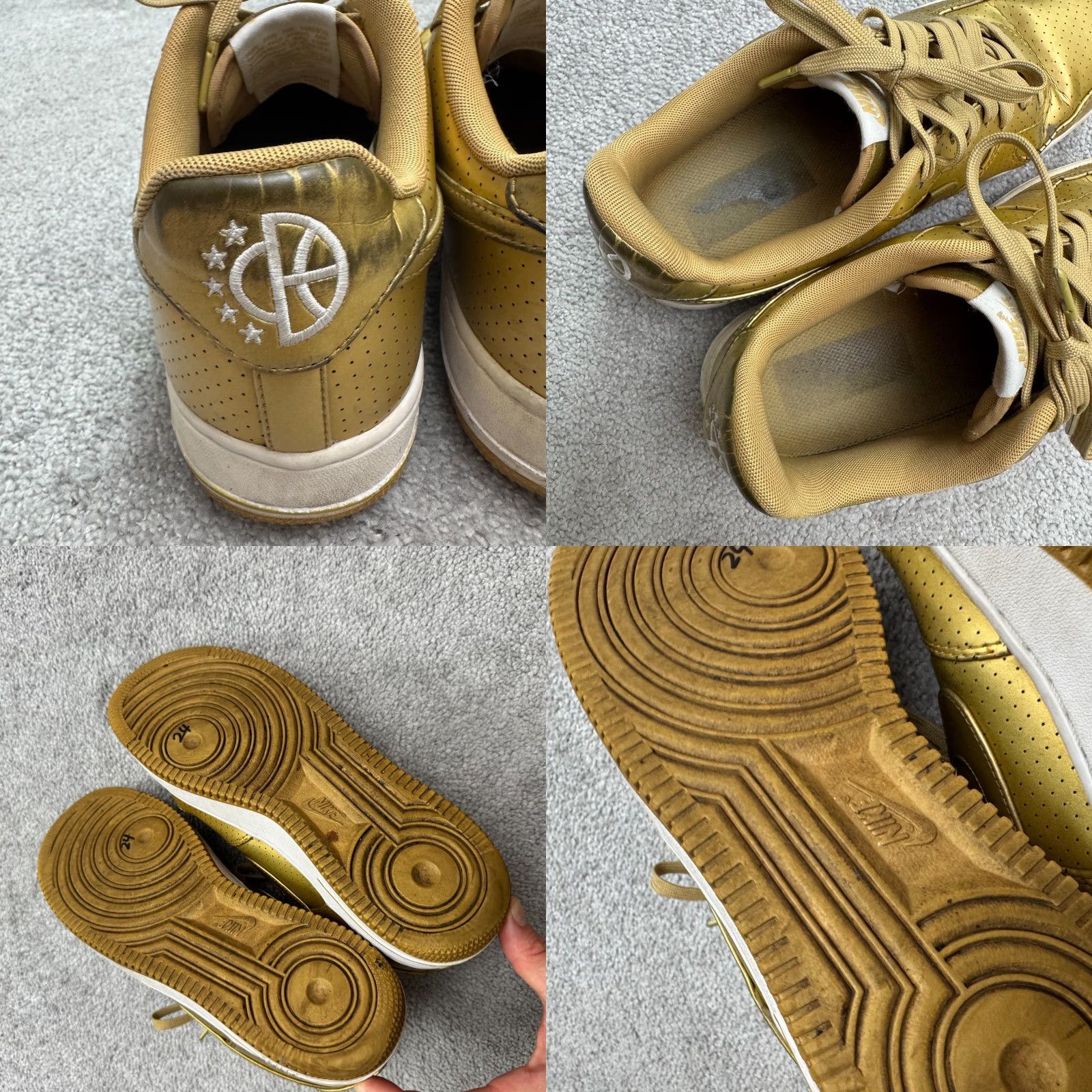 Nike Nike Air Force 1 Low Top Gold Perforated Leather Sneaker Shoes Womens US 9 UK 8 Size M / US 6-8 / IT 42-44 - 9 Thumbnail