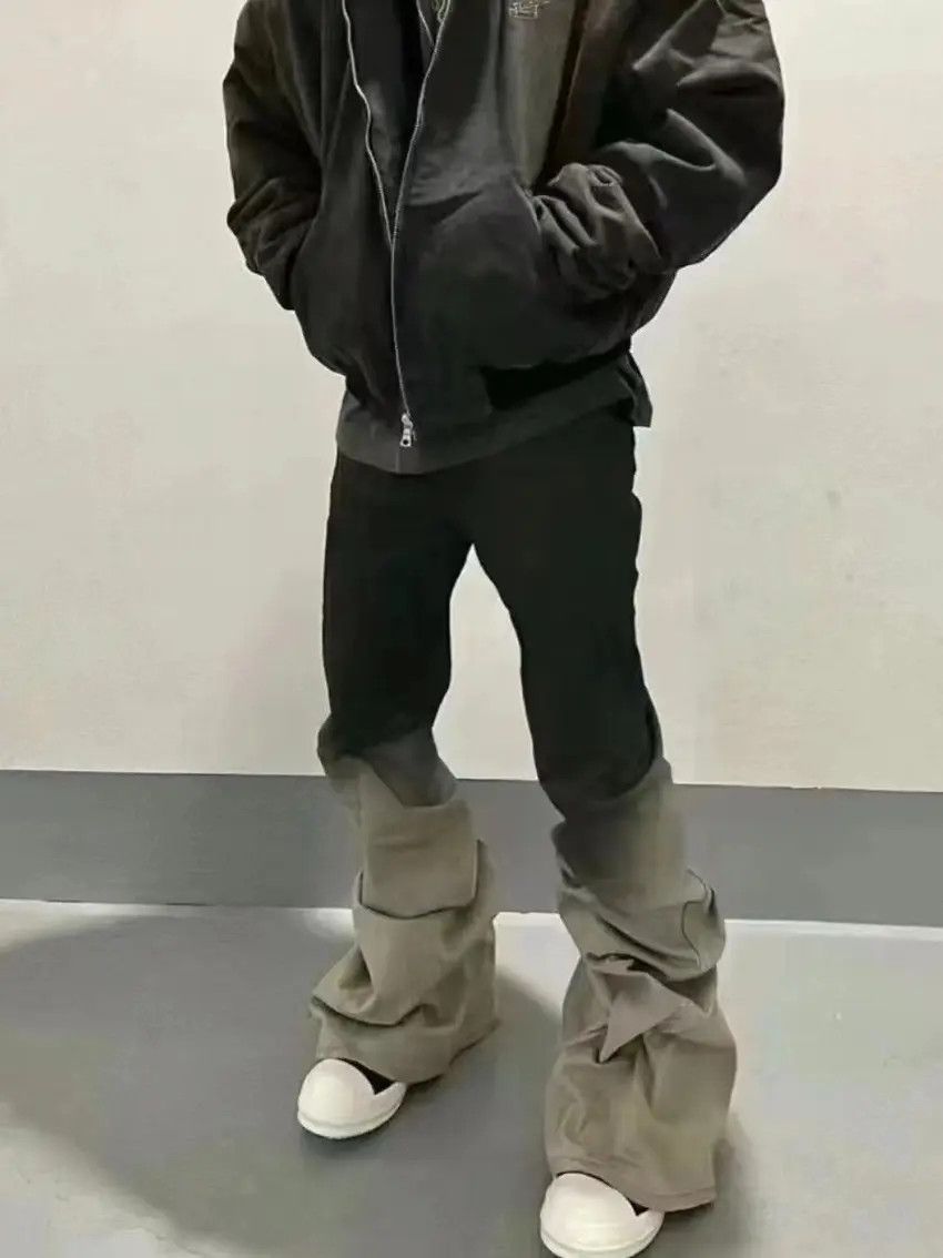 Designer × Japanese Brand Street Dark Style Gradient Flared Stacked Jeans Size US 32 / EU 48 - 3 Thumbnail