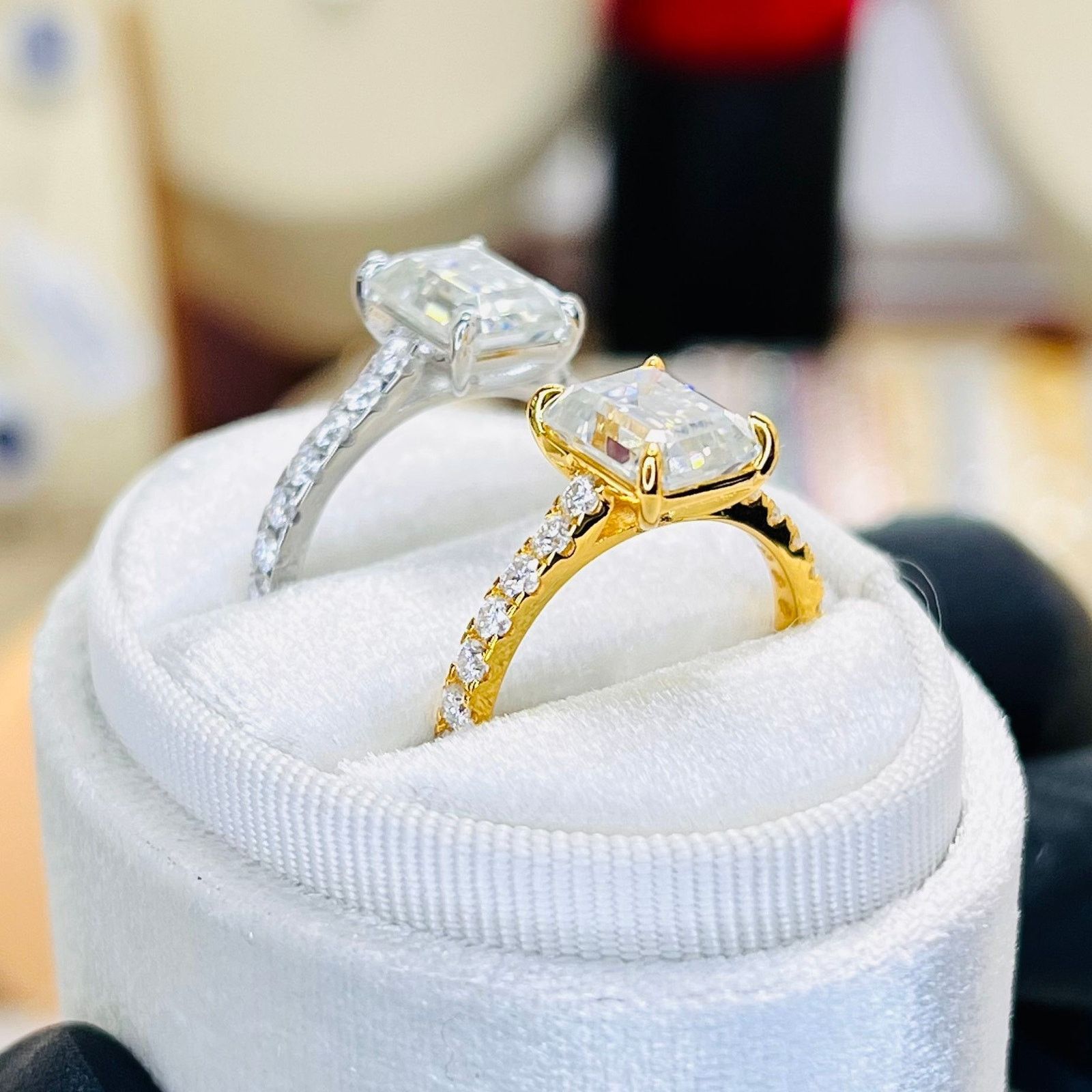 Other 3.42ctw Emerald Cut Moissanite Pavé Engagement Ring Size ONE SIZE - 2 Thumbnail