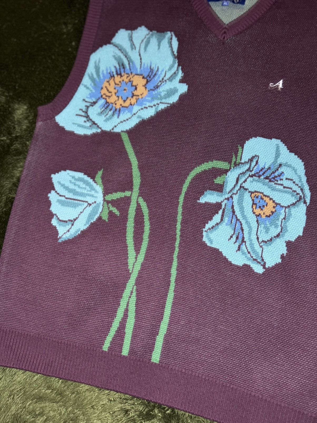 Awake NY [XL] AWAKE NY Floral Embroidery Logo Knit Vest Size US XL / EU 56 / 4 - 4 Thumbnail