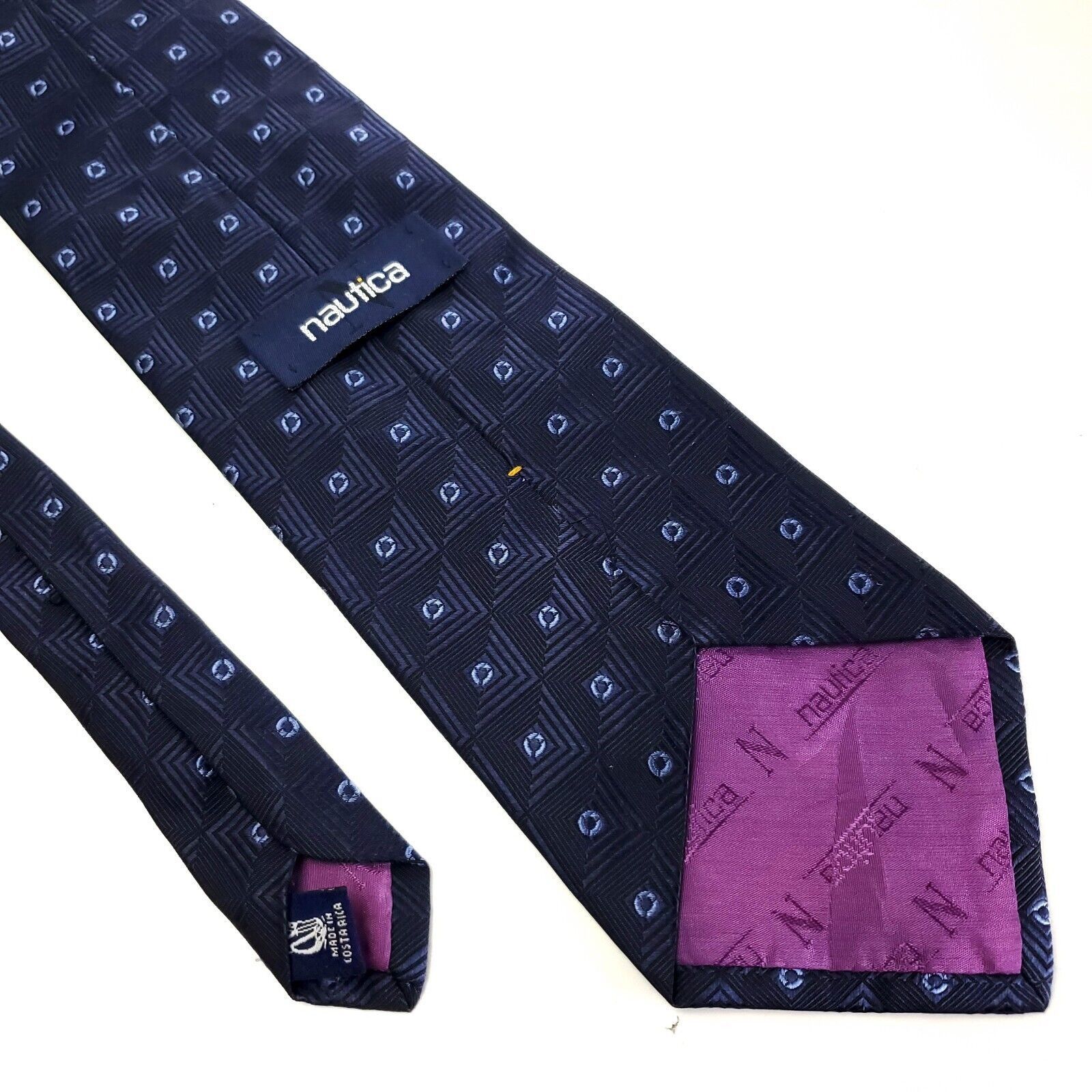 Nautica Nautica Blue Woven Geometric Wide Silk Tie Size ONE SIZE - 6 Thumbnail