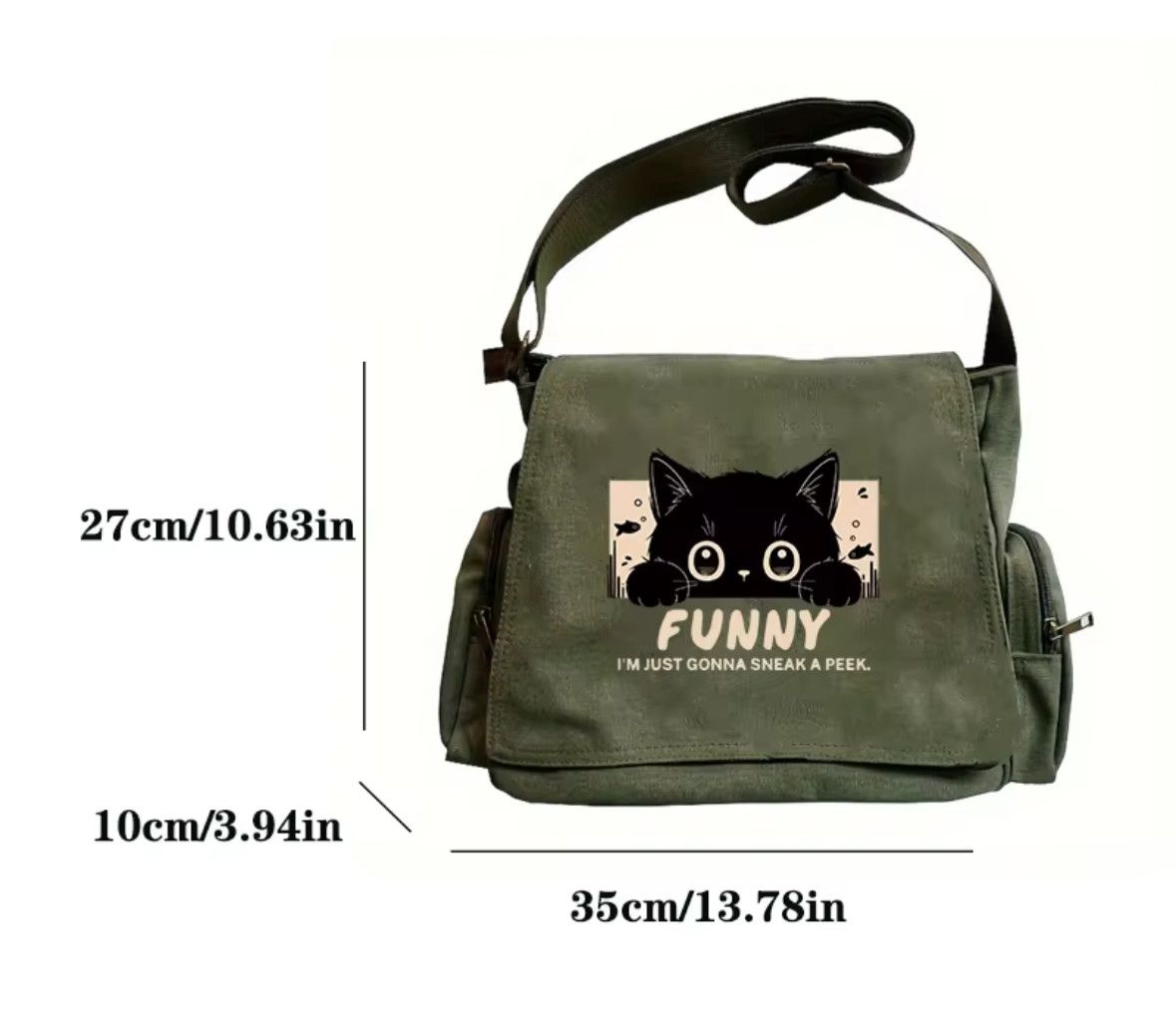 Other Workwear School Cute Cat Shoulder Bag Large Messenger Bag Size ONE SIZE - 6 Thumbnail
