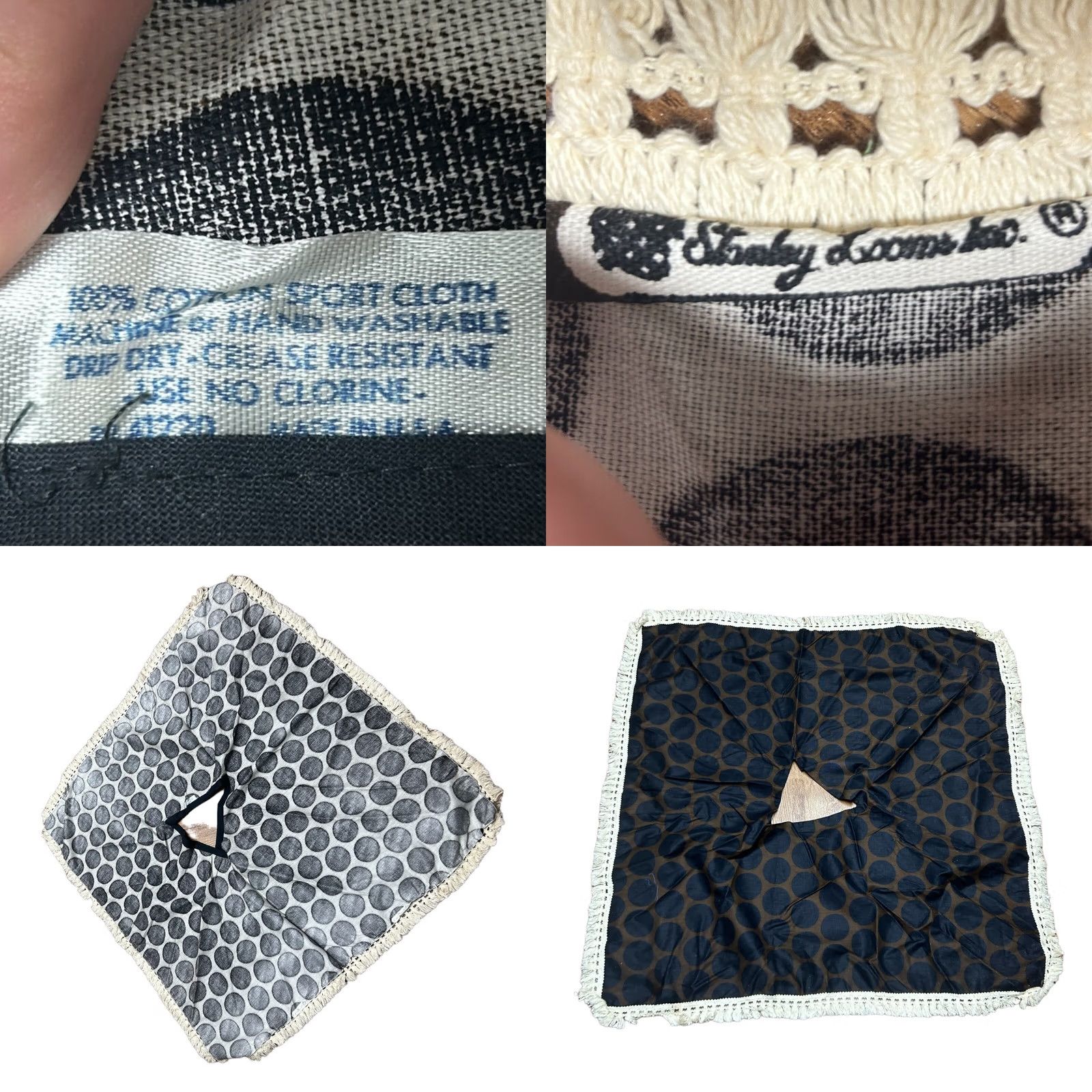 Vintage VINTAGE Ponch Women’s 60’s 70’s Brown Black PolkaDots White Fringe Cotton Blend Hippy One Size Men/Women Size ONE SIZE - 8 Thumbnail