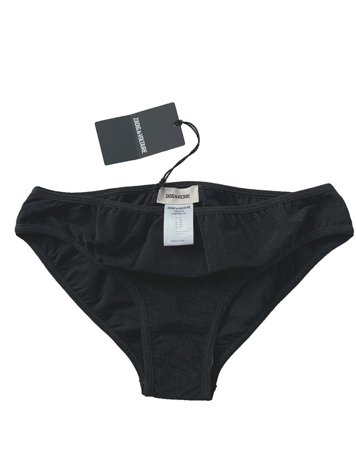 Zadig & Voltaire Zadig & Voltaire Crinkle Swim Bikini Bottom Black ( US 8 ) Size 30" / US 8 / IT 44 - 1 Thumbnail