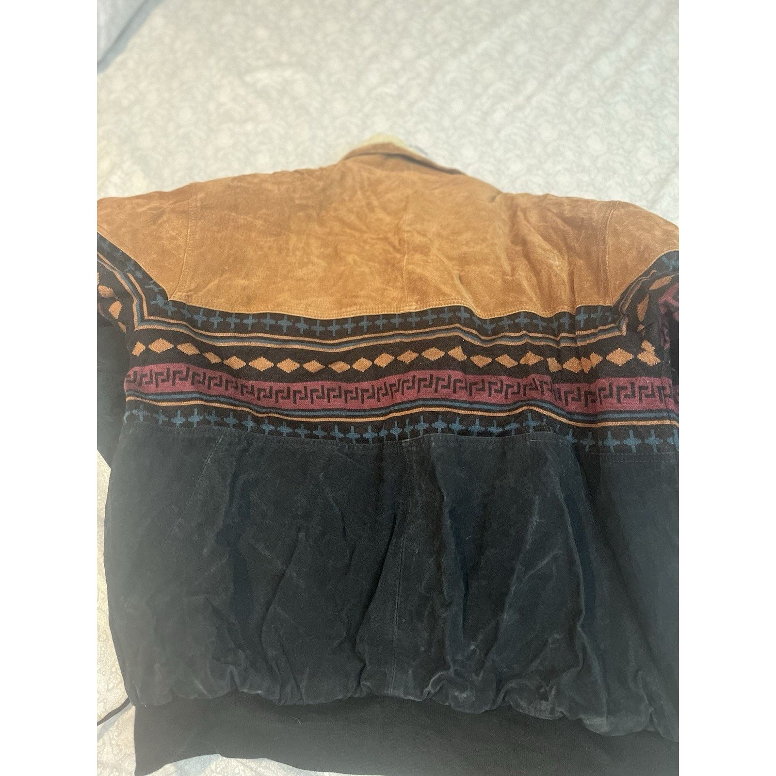 Other Vintage Leather Sherpa Lined Jacket Mens XL Western Aztec Size US XL / EU 56 / 4 - 13 Thumbnail