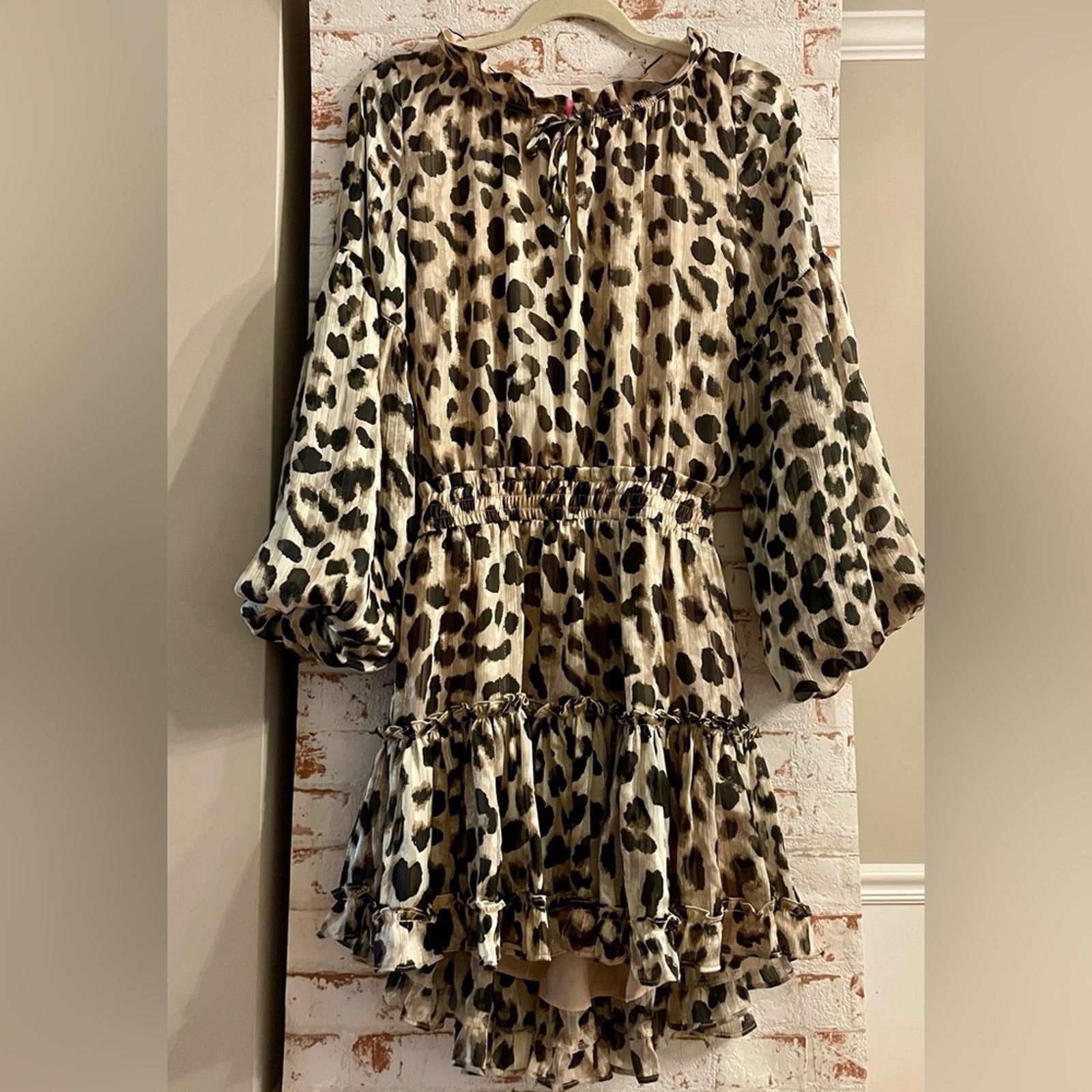 BuddyLove Buddy Love Beige and Black Leopard Print Ruffle Dress Size M / US 6-8 / IT 42-44 - 1 Thumbnail