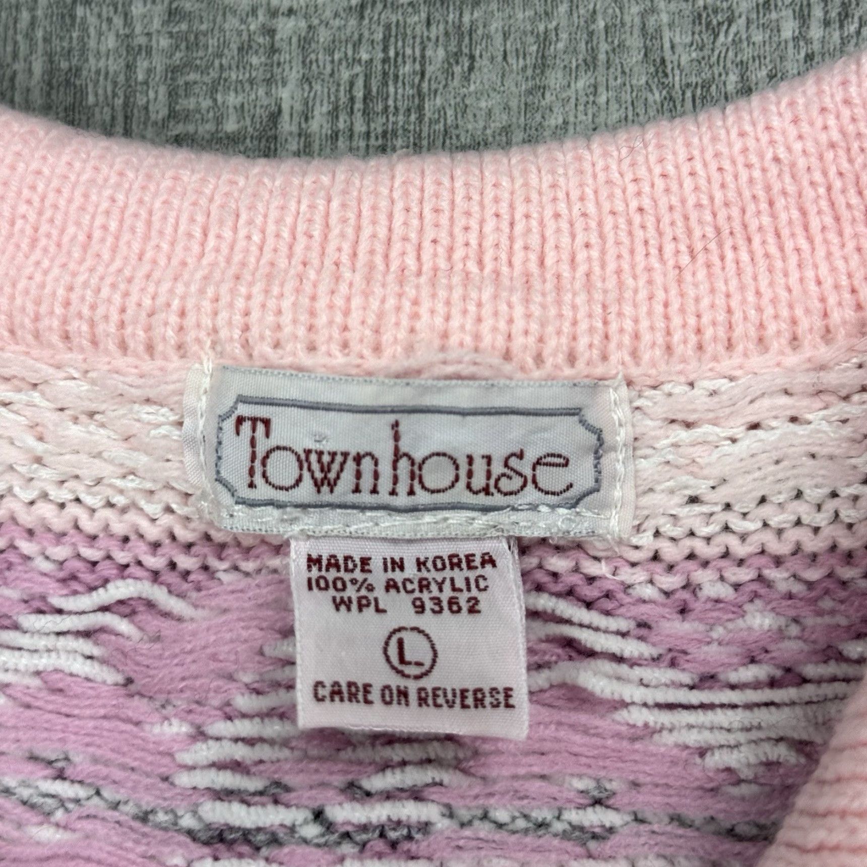 Pinko VINTAGE Townhouse 80s Women's Collared Preppy Fair Isle Pink Knit Sweater L Acrylic Size L / US 10 / IT 46 - 4 Thumbnail