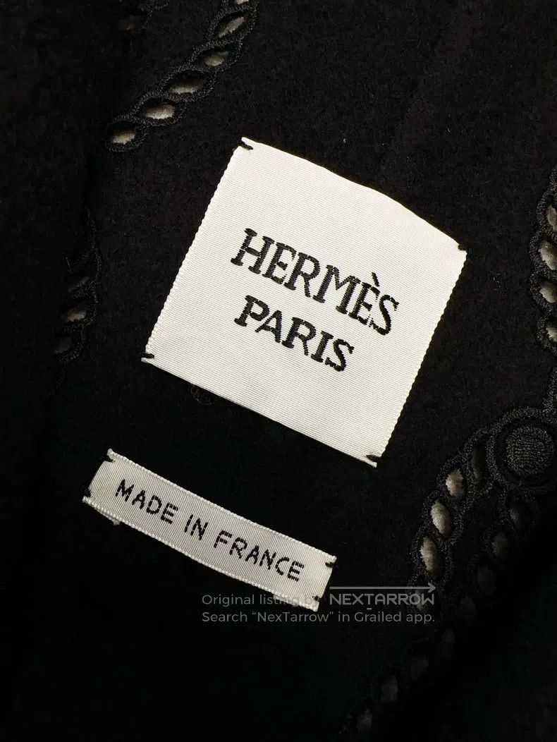 Hermes Hermes Black Cutout Embroidery Pattern Cashmere Coat Size XXS / US 00 / IT 34 - 7 Thumbnail