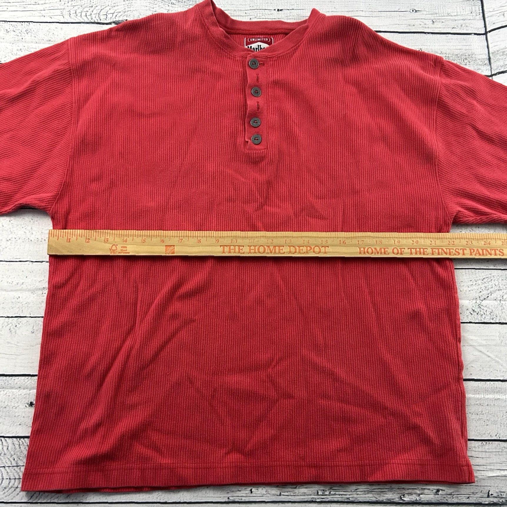 Marlboro VINTAGE Marlboro Unlimited Long Sleeve Henley Shirt Men XL Red Size US XL / EU 56 / 4 - 4 Thumbnail