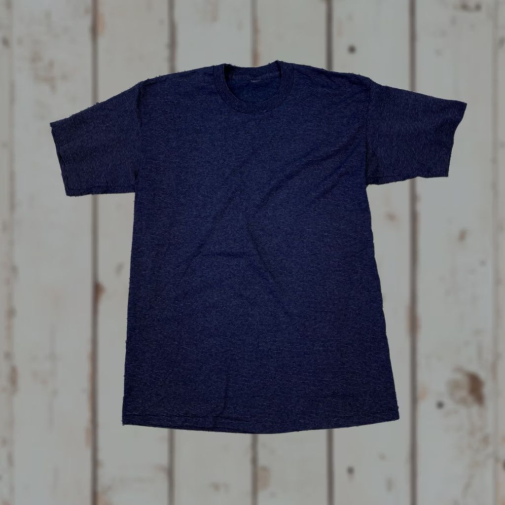 Vintage VINTAGE Striped Shirt Mens XL Blue 90's Single Stitch Shirt Crew Neck Short Sleeve Cotton Knit 1990s Retro Men’s T-Shirt Size US XL / EU 56 / 4 - 1 Thumbnail