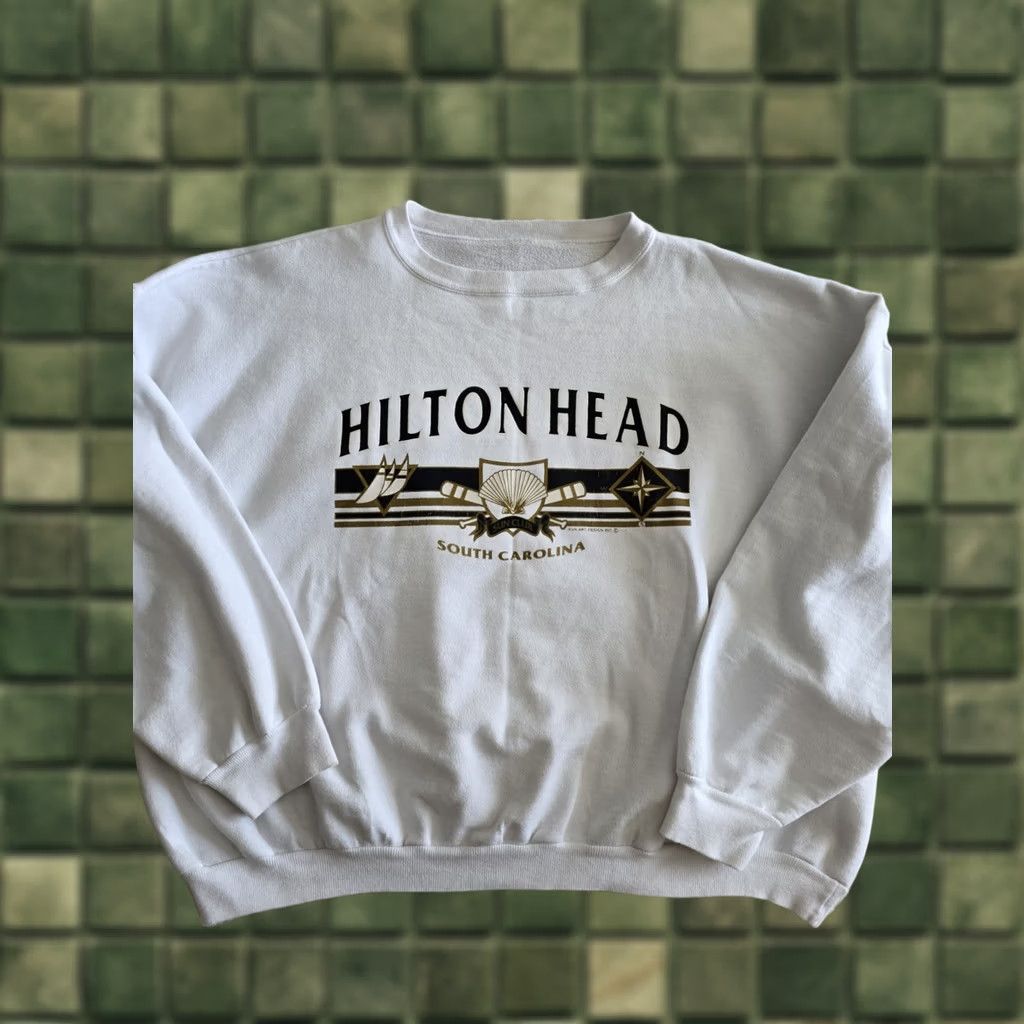 Vintage Unbranded Sweatshirt White Adult XL Beach Graphic Print Crew Neck Pullover Regular Fit Size US XL / EU 56 / 4 - 1 Thumbnail