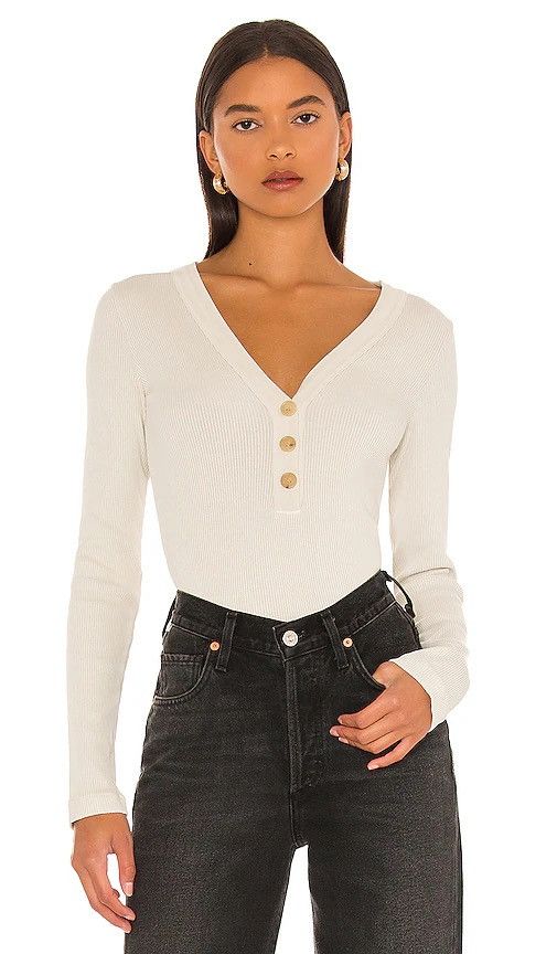 Citizens Of Humanity Scarlett Rib Henley in Birch Size XS / US 0-2 / IT 36-38 - 1 Thumbnail