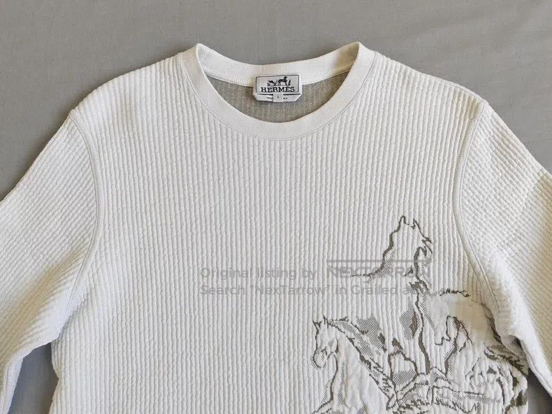 Hermes Hermes Polo shirt sweatshirt, white, galloping horses, hor Size US L / EU 52-54 / 3 - 3 Thumbnail