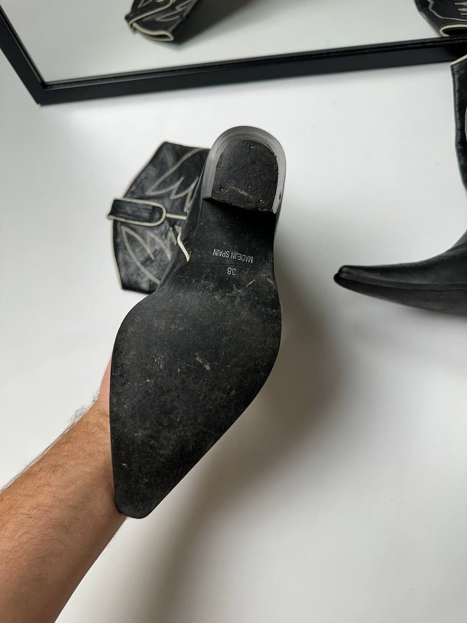 Cowboy Equipment 🔥90s Vintage Cowboy Leather High Shoes Western Vibe Size US 8 / IT 38 - 10 Thumbnail