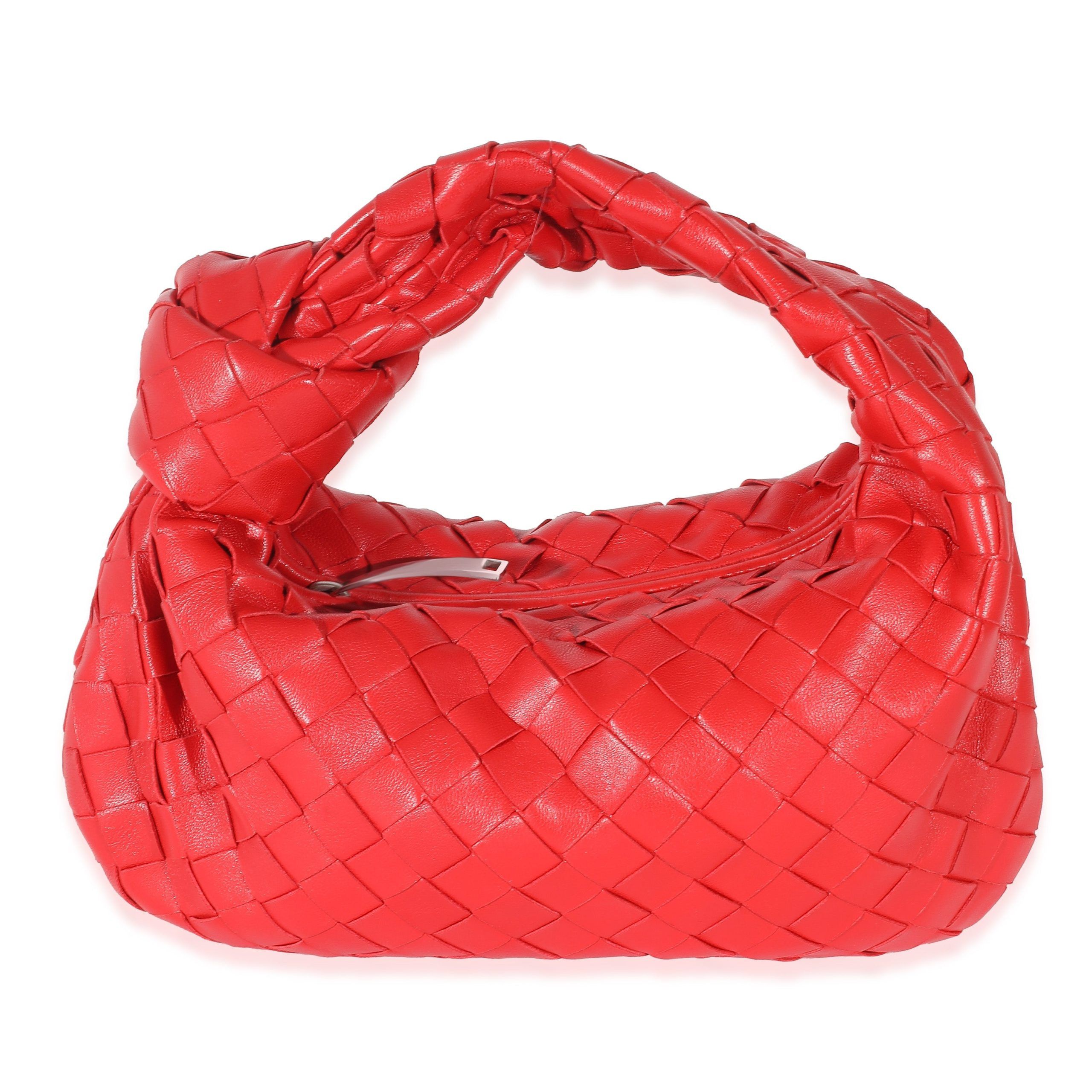 image of Bottega Veneta Red Nappa Intrecciato Mini Jodie, Women's