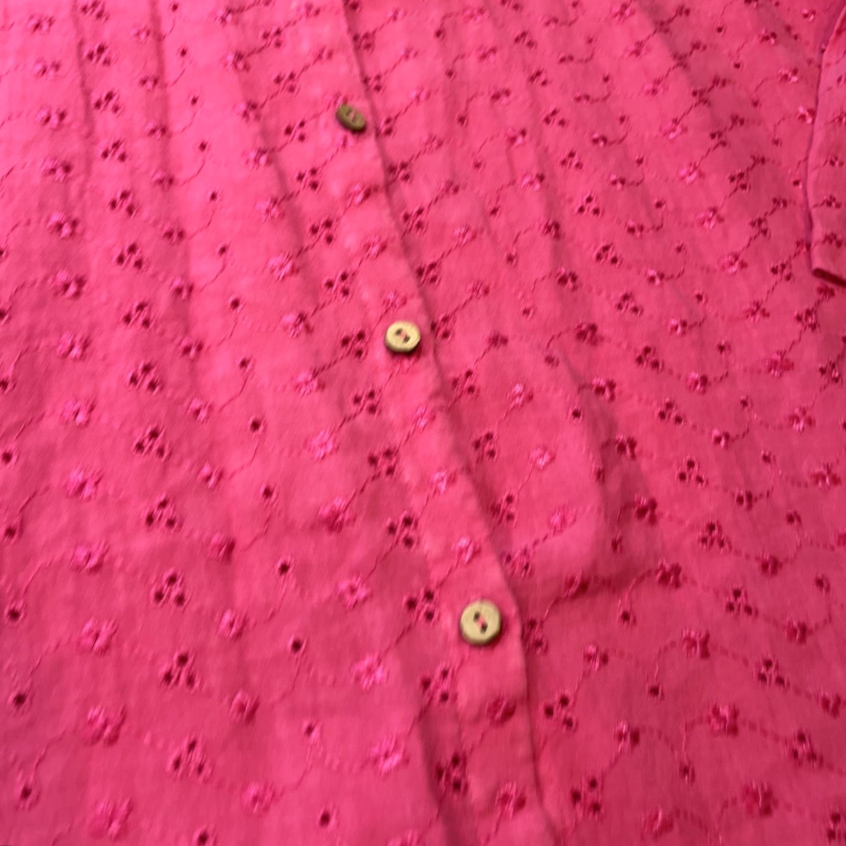 Soft Surroundings Soft Surroundings Shirt Women L Pink Linen Button-Up Collared Embroidered Flower Cut Outs Size L / US 10 / IT 46 - 3 Thumbnail