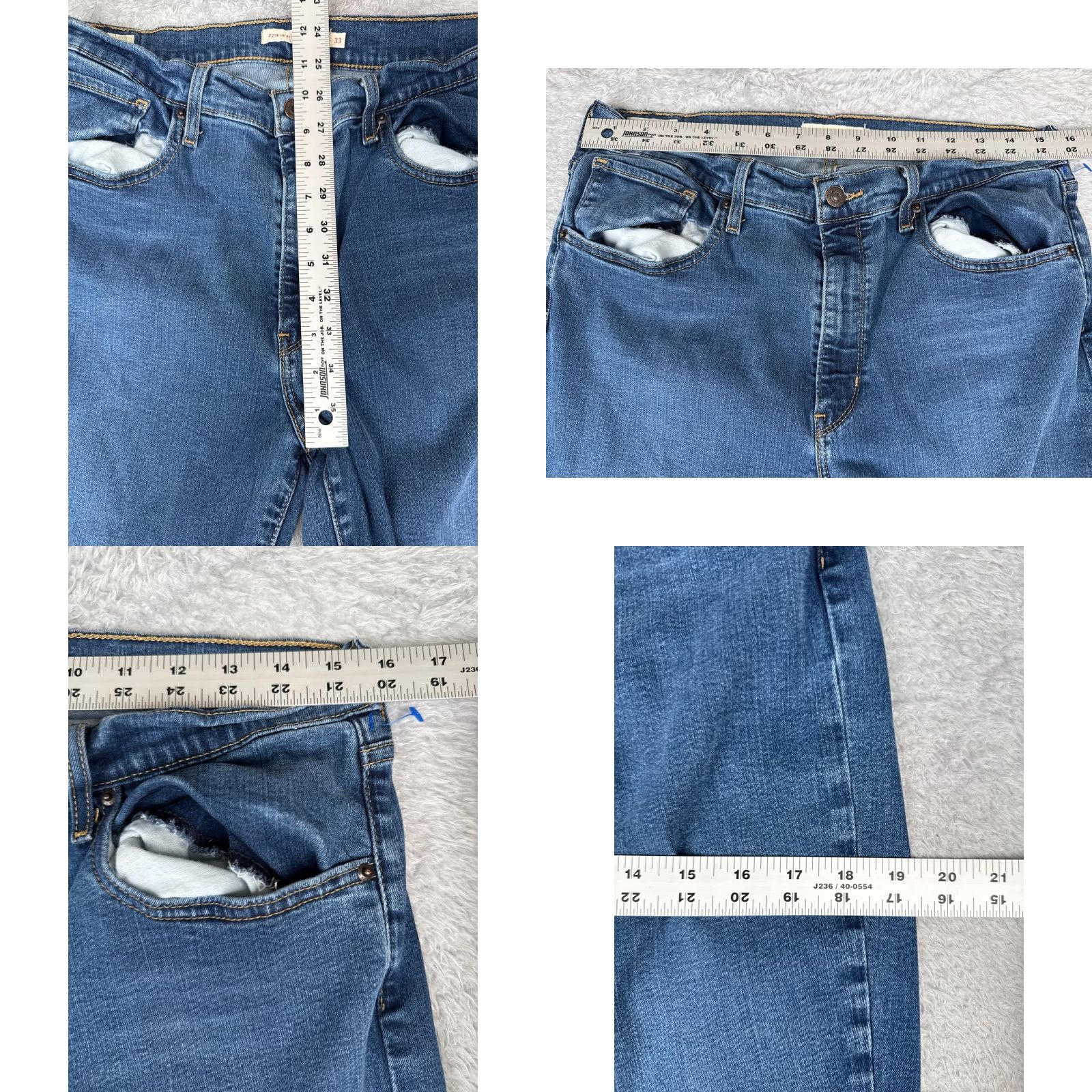 Levi's Levi's Jeans Womens 33 Blue Denim Big E 724 High Rise Straight Fit Cotton 33x30 Size 24" / US 00 / IT 34 - 9 Thumbnail