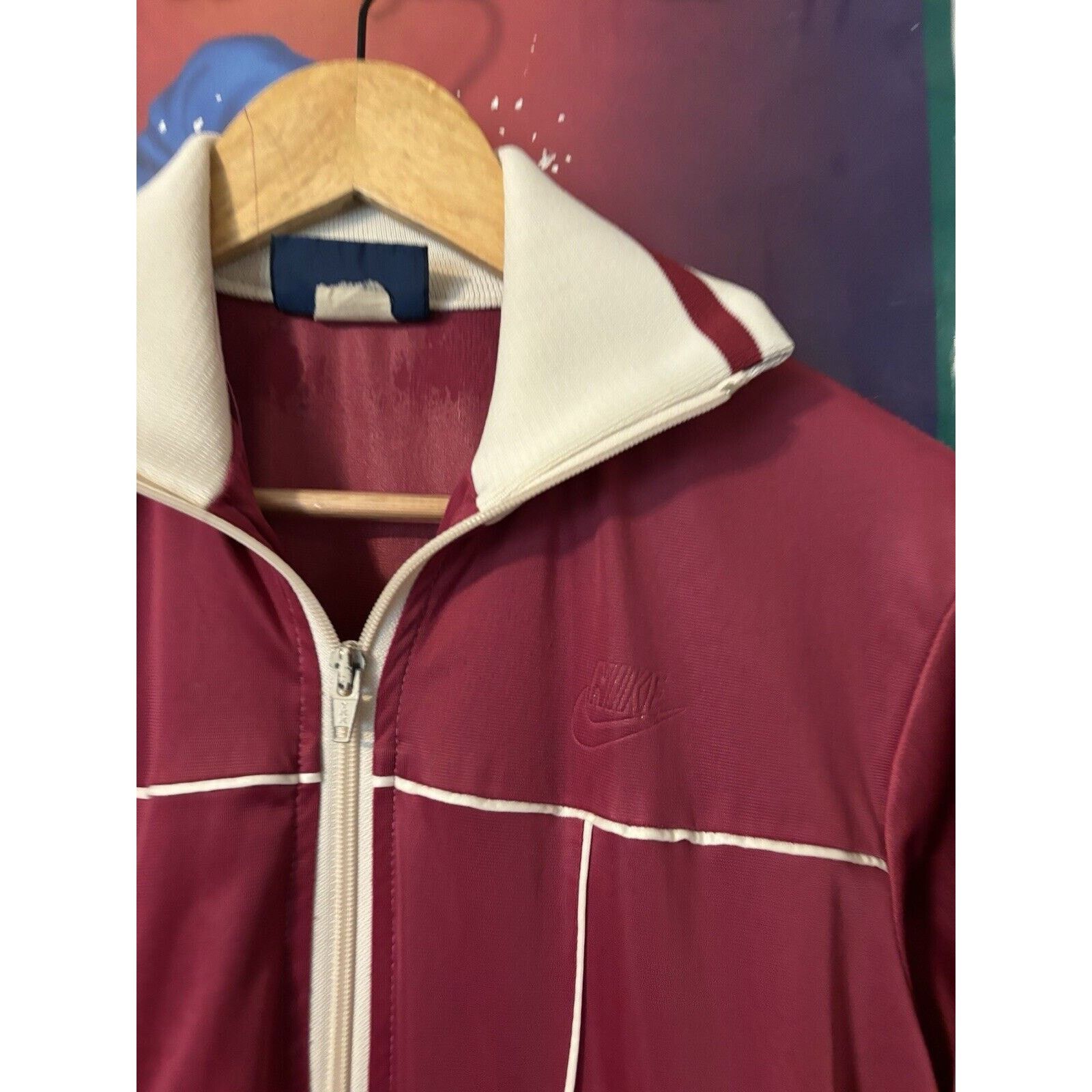 Nike Vintage 80s blue tag nike zip up track suit burgundy Sz S Size US S / EU 44-46 / 1 - 6 Thumbnail
