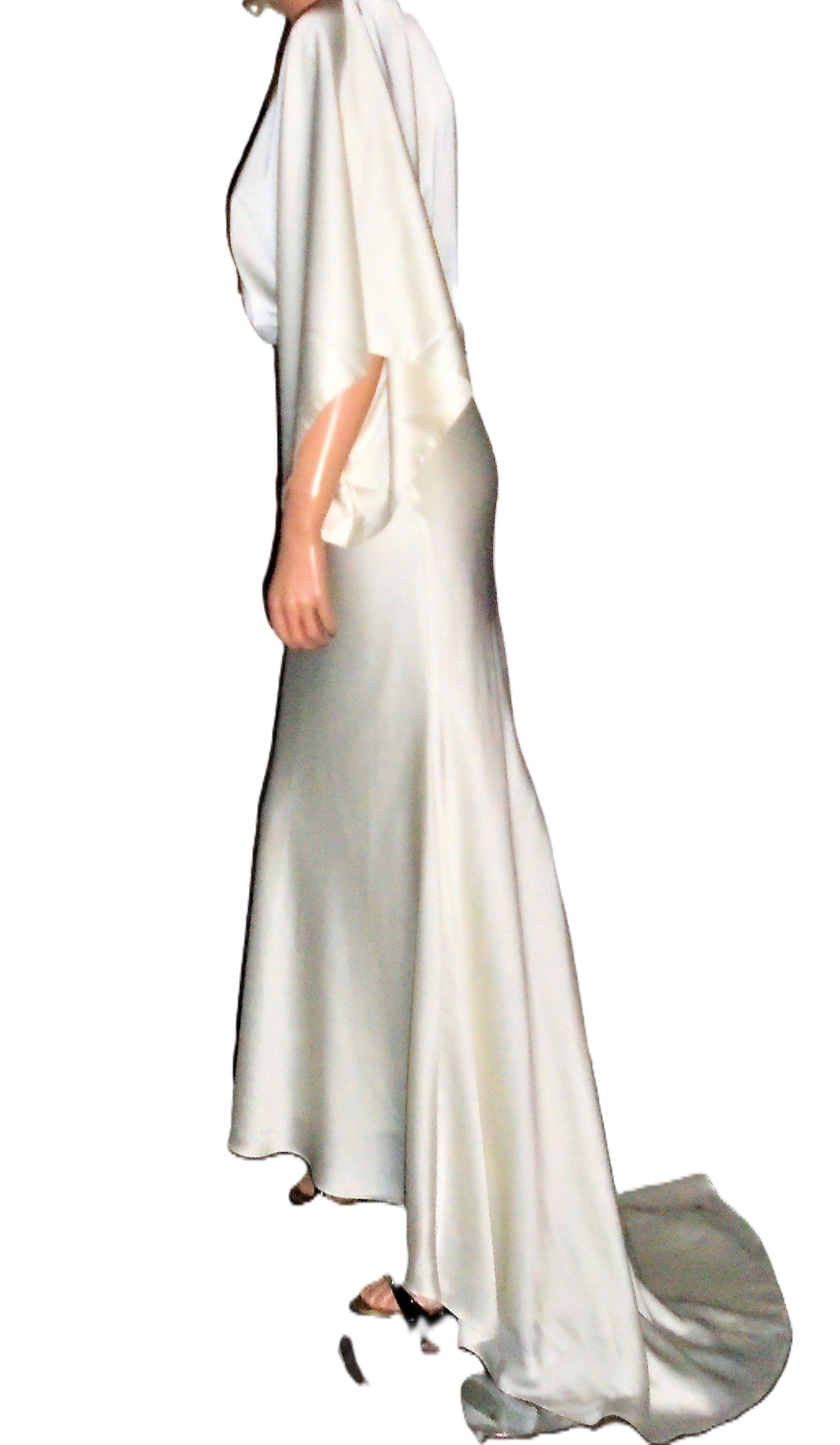Asos Asos Bridal Ivory Art Deco Maxi Dress with Train 0 Size XS / US 0-2 / IT 36-38 - 4 Thumbnail
