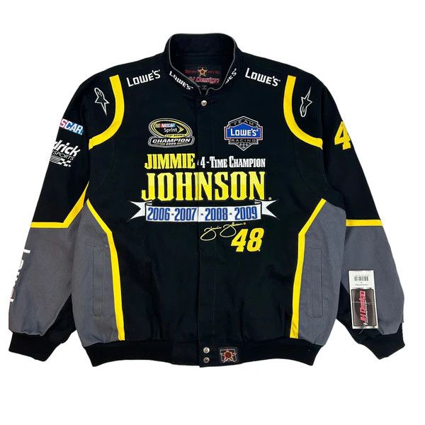 image of Jh Design Vintage Jimmie Johnson Nascar Race Jacket in Black Grey, Men's (Size 2XL)